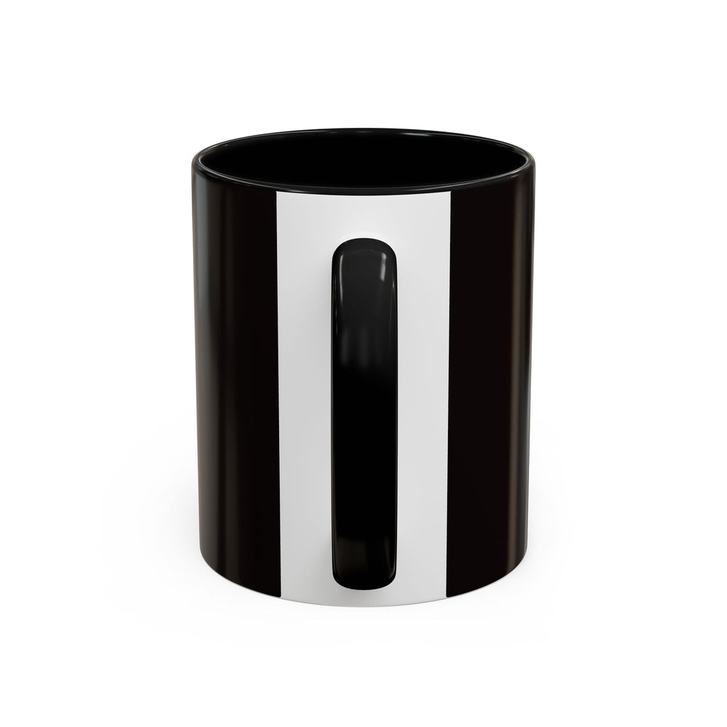 The Ijevon Neon Logo Accent Coffee Mug — Pink & Teal Retro Power Button Design