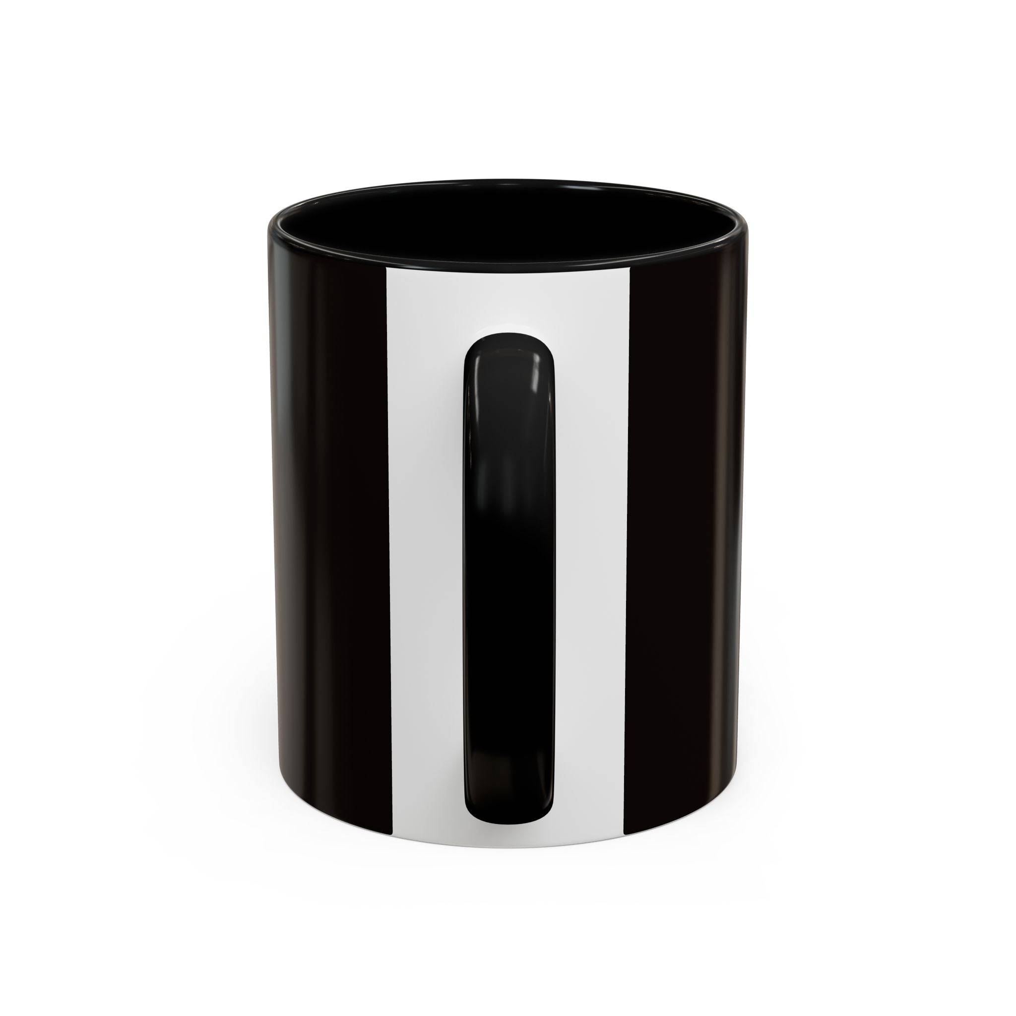 The Ijevon Neon Logo Accent Coffee Mug — Pink & Teal Retro Power Button Design