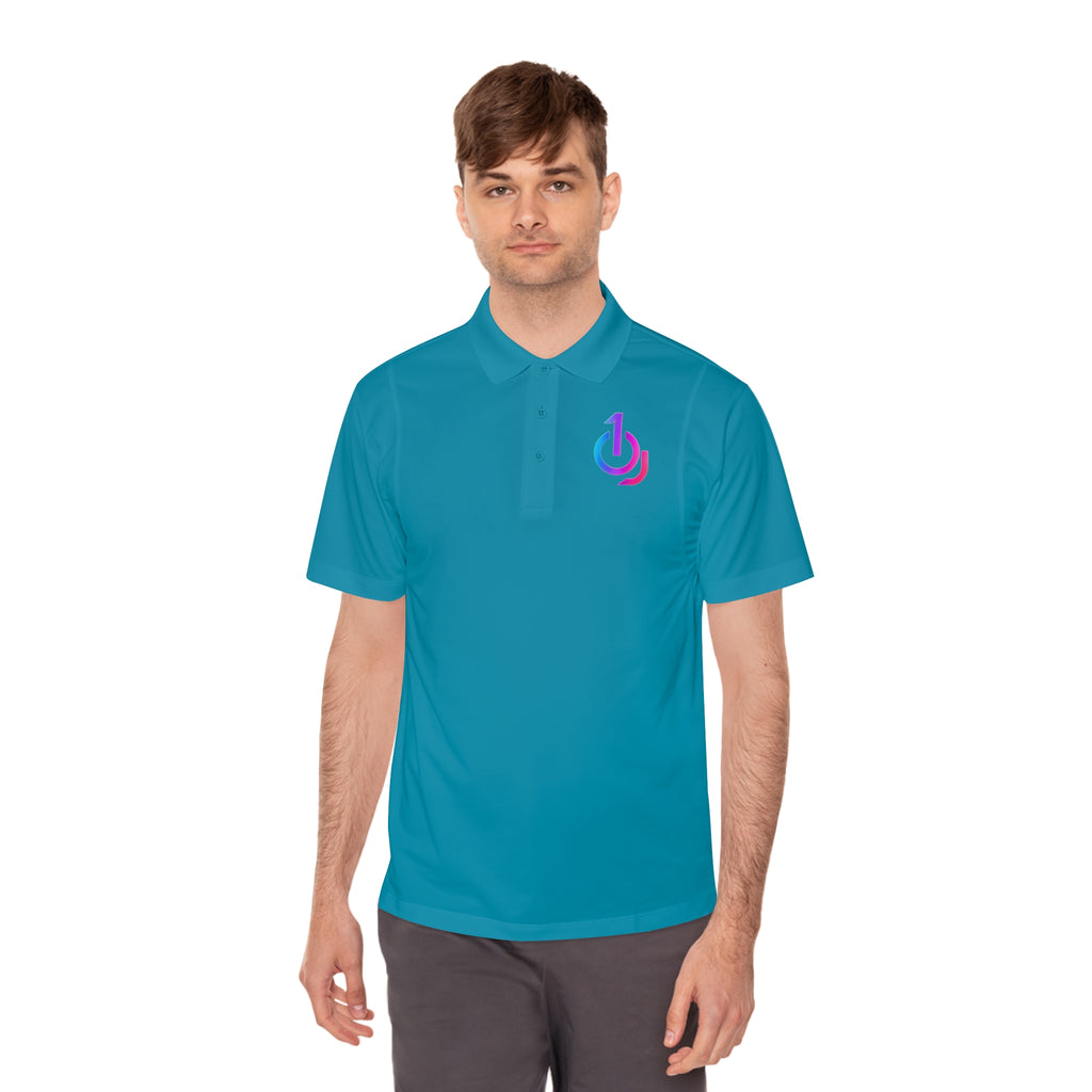 Men's Sport Polo with Gradient Power Logo — Casual Tech Polo for Gamers & Creators