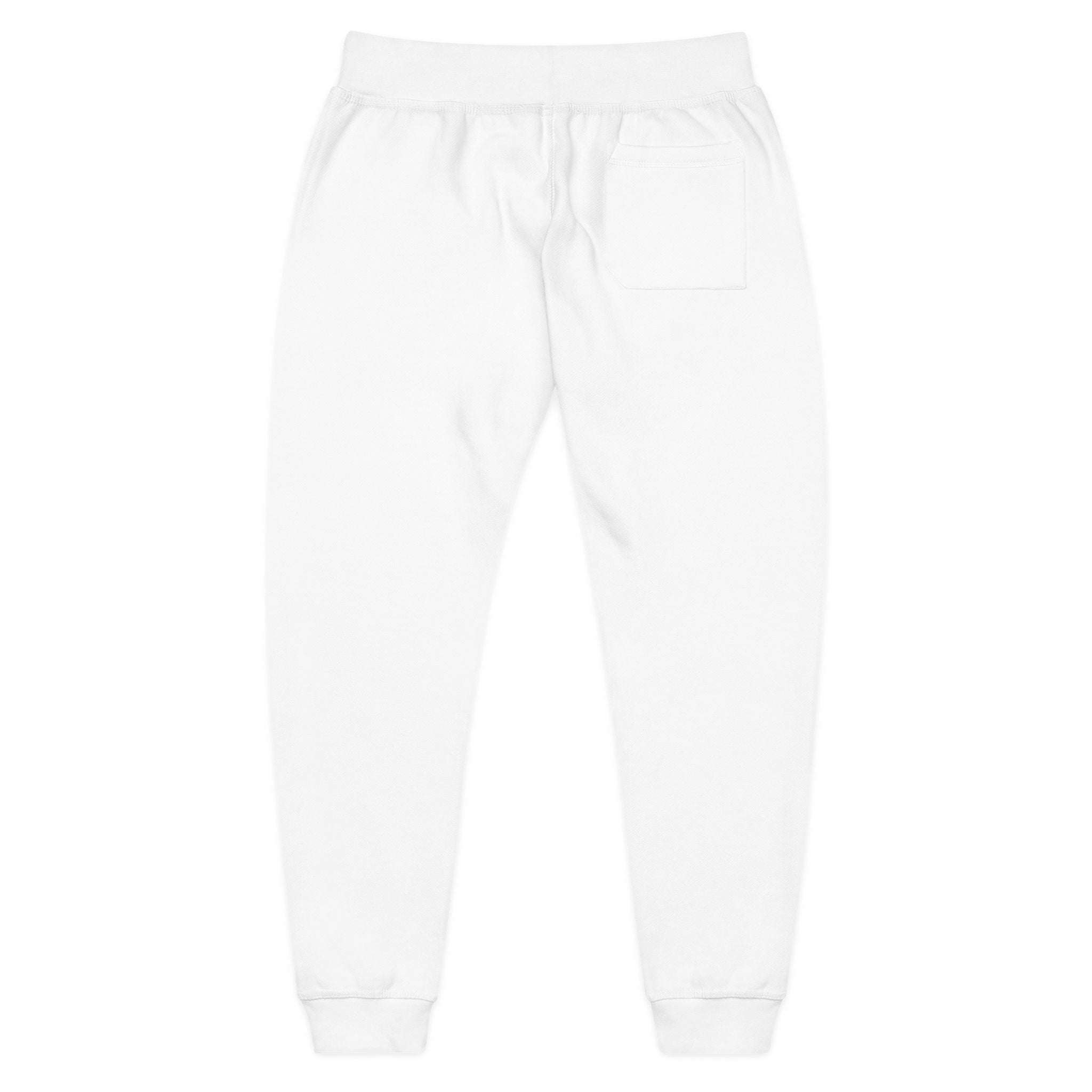 Embroidered Power Button Sweatpants — Minimal Tech Logo Fleece Joggers