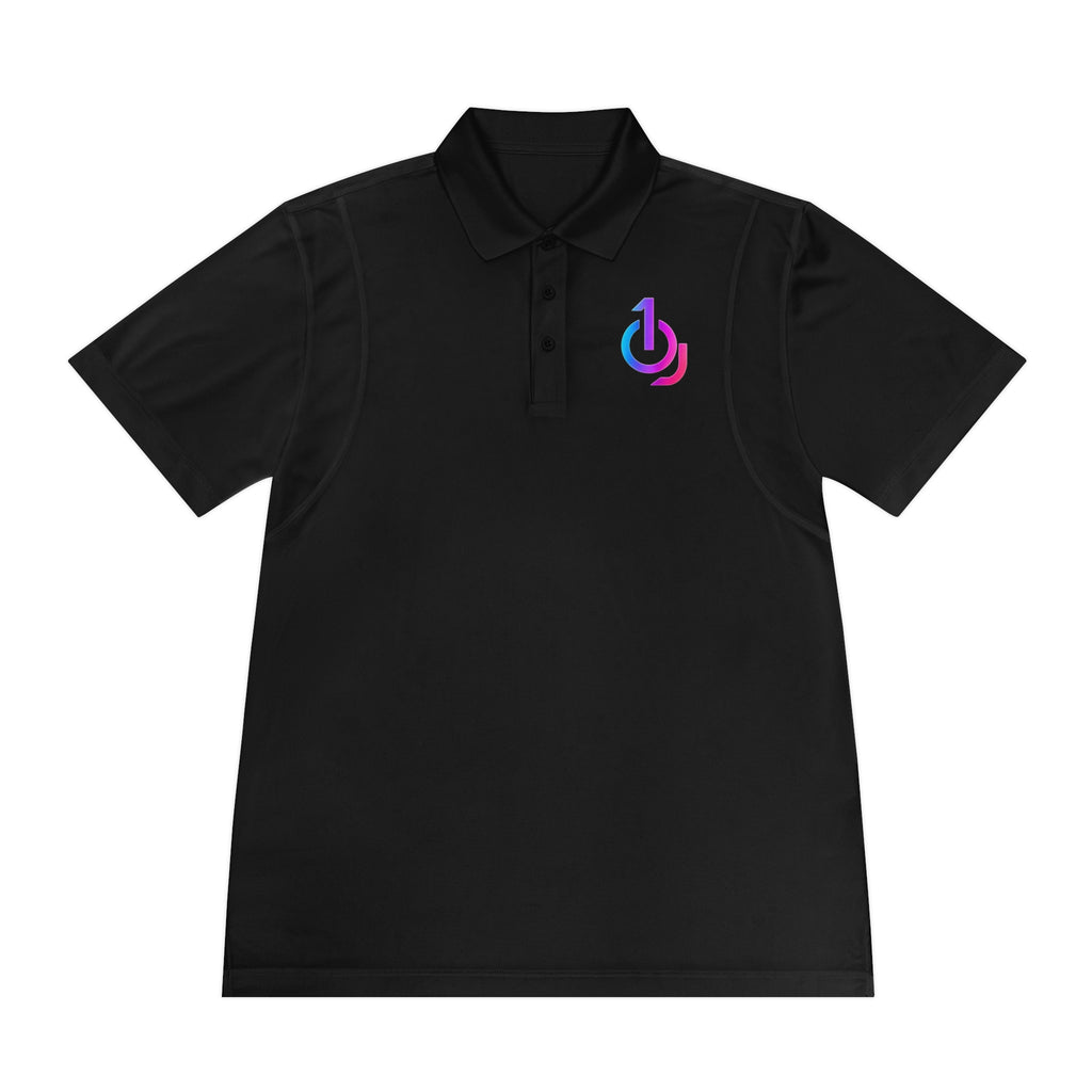 Men's Sport Polo with Gradient Power Logo — Casual Tech Polo for Gamers & Creators