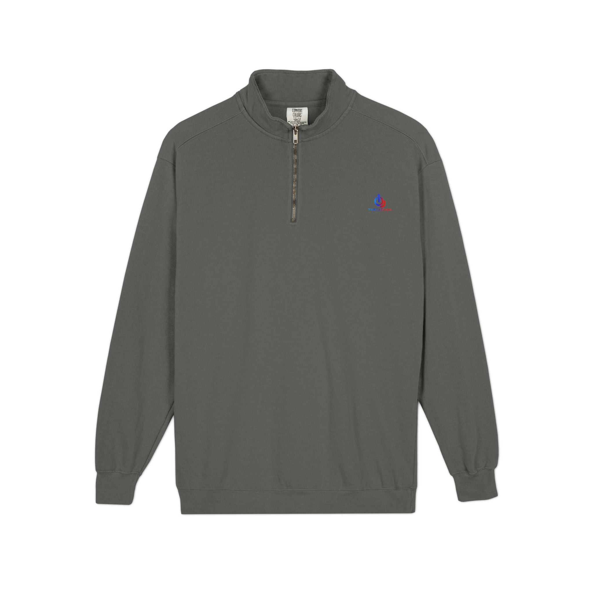 Quarter-Zip Sweatshirt with Small Embroidered Logo — Casual Lightweight Pullover