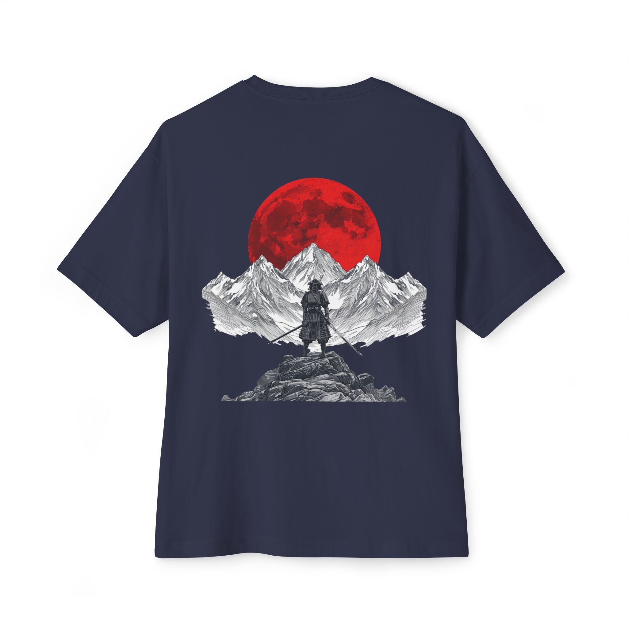 Samurai Mountain Tee — Red Moon Warrior Graphic Shirt