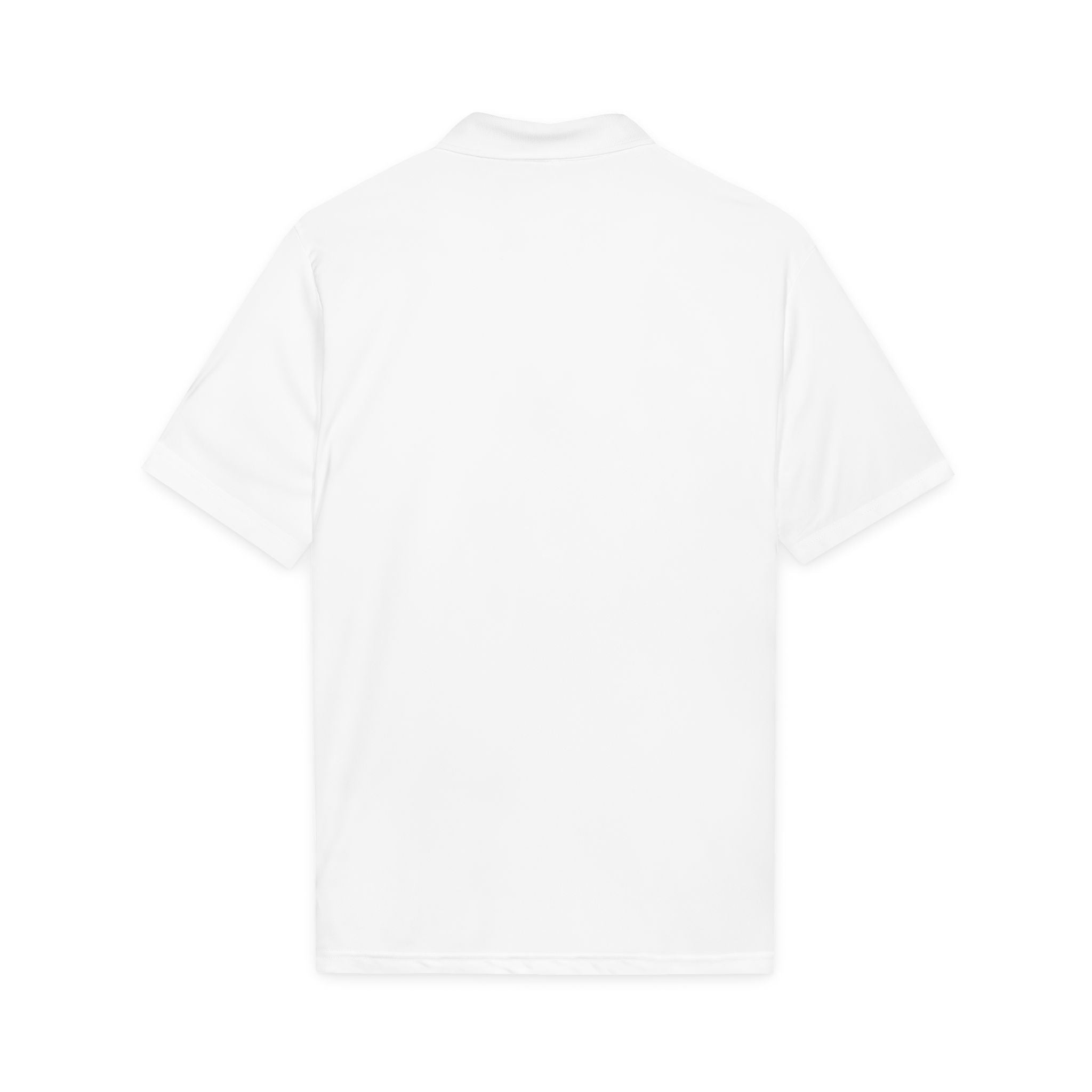 Embroidered Power Button Polo — White Performance Golf & Work Shirt