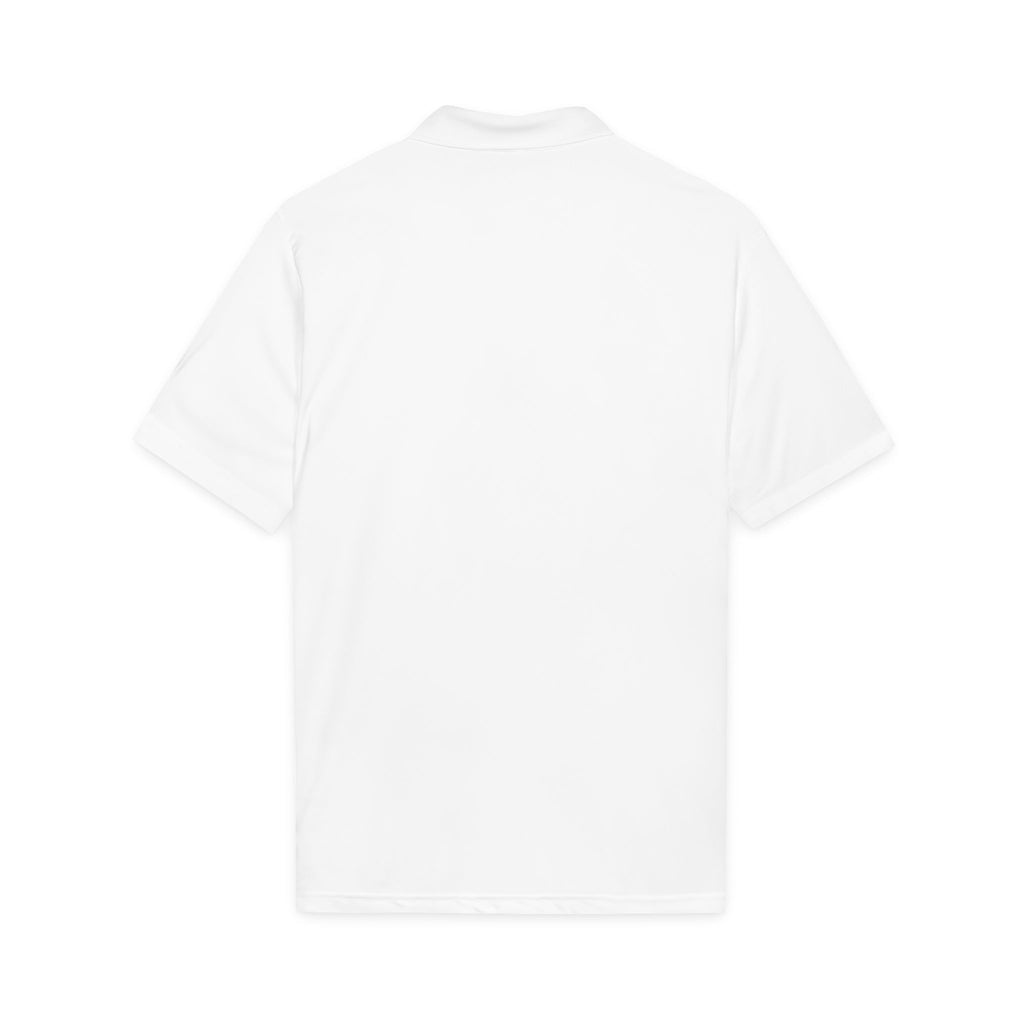 Embroidered Power Button Polo — White Performance Golf & Work Shirt