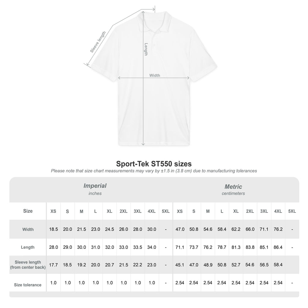 Embroidered Power Button Polo — White Performance Golf & Work Shirt