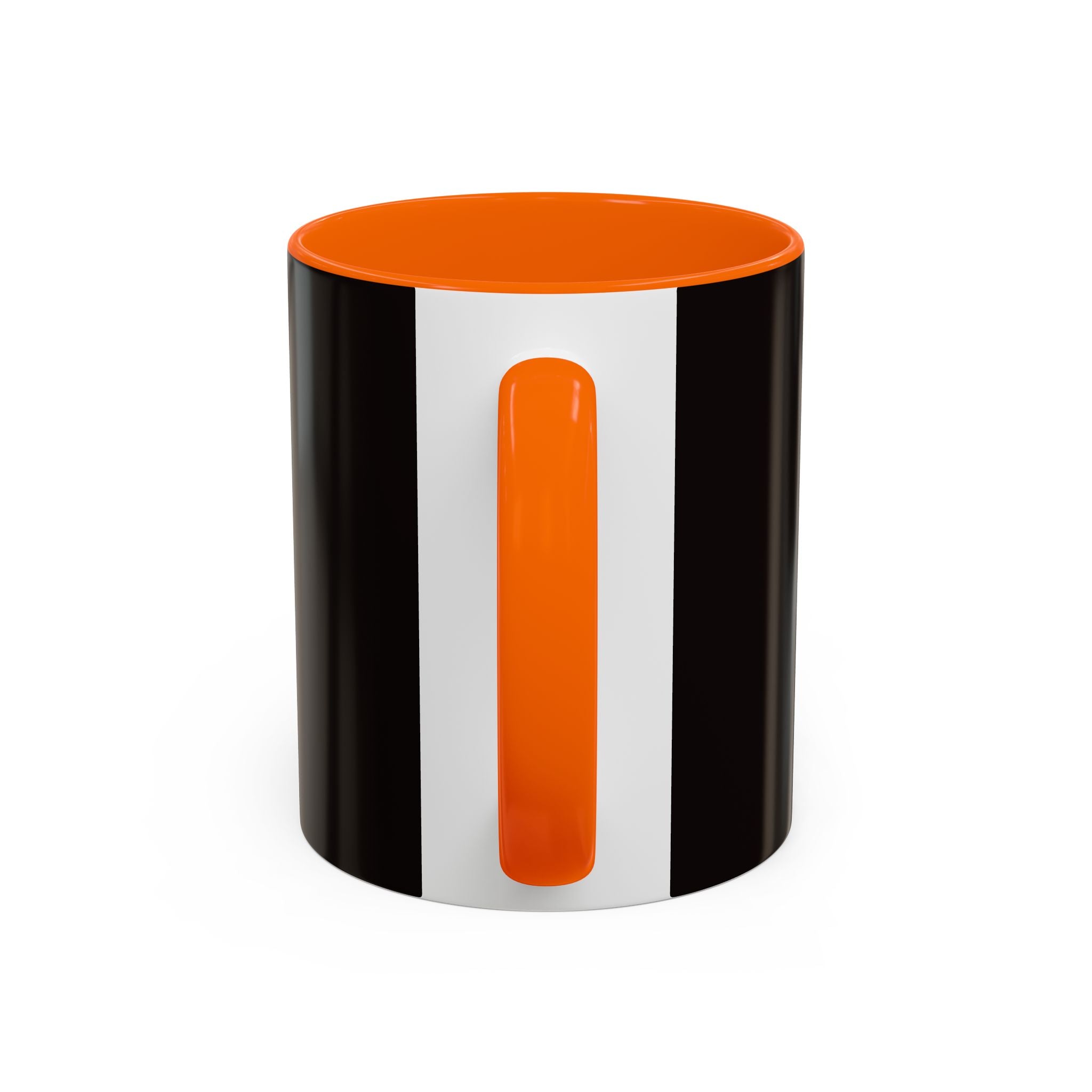 The Ijevon Neon Logo Accent Coffee Mug — Pink & Teal Retro Power Button Design
