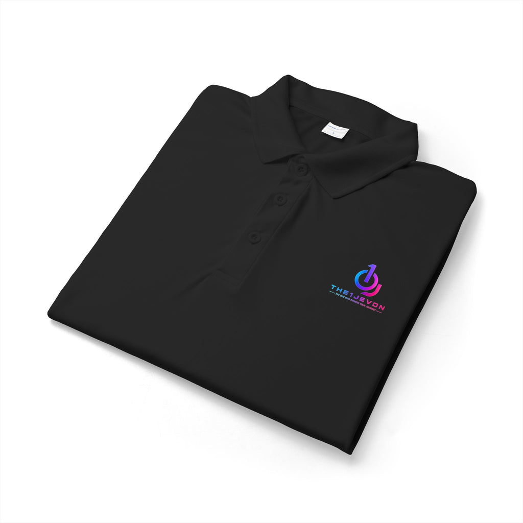 Embroidered Power Button Polo — White Performance Golf & Work Shirt
