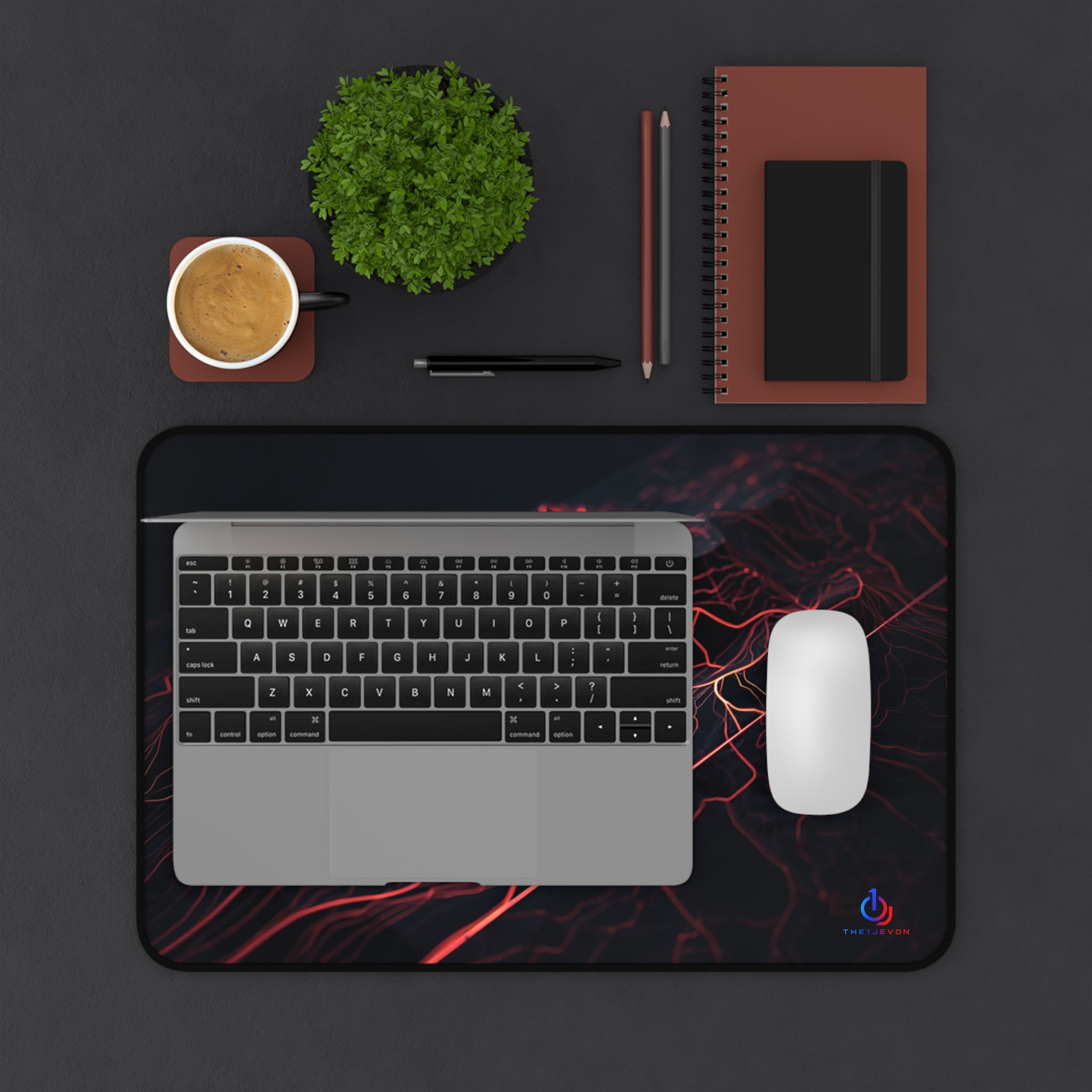 Red Wave Desk Mat — Large Gaming/Office Mouse Pad