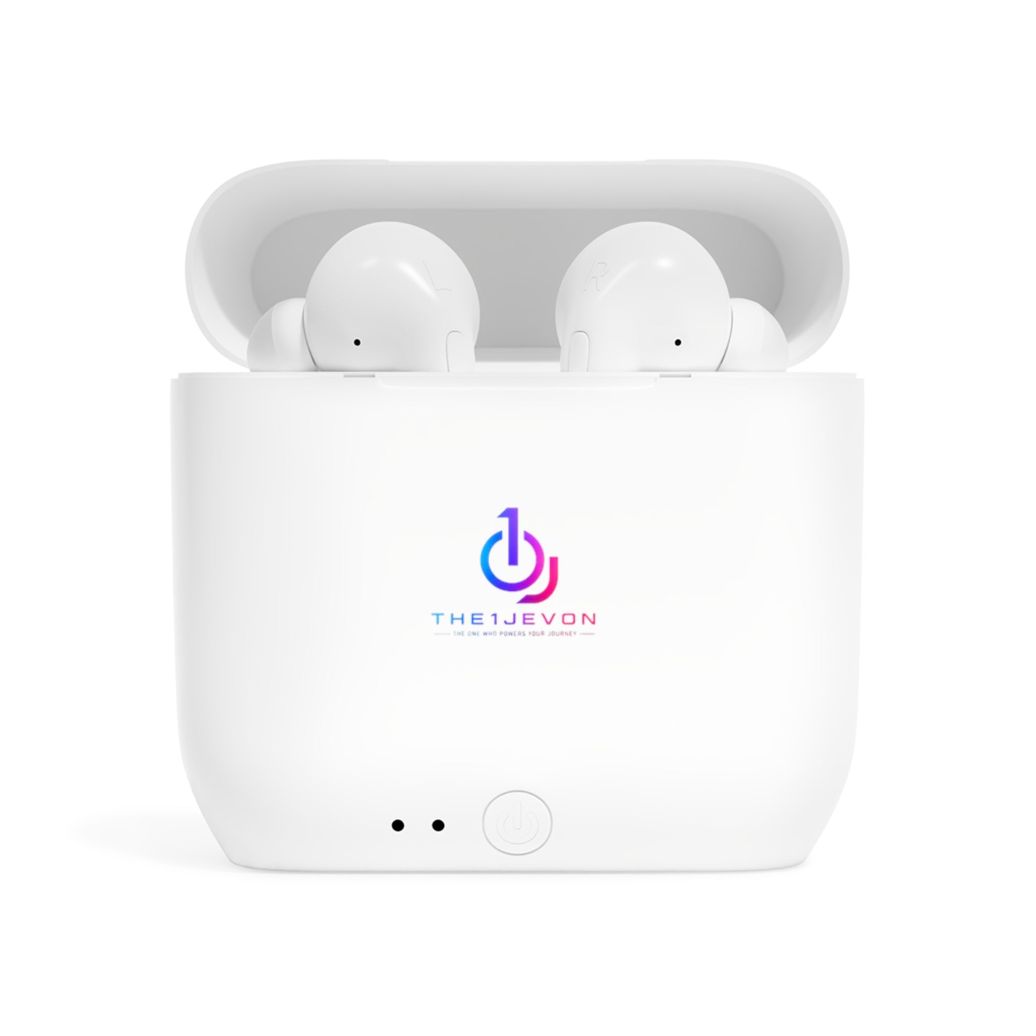 Wireless Earbuds — 'Build. Evolve. Upgrade.' Logo Charging Case