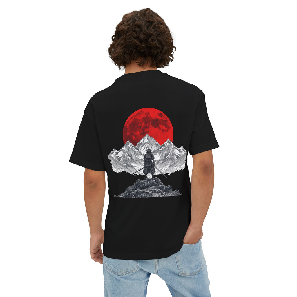 Samurai Mountain Tee — Red Moon Warrior Graphic Shirt