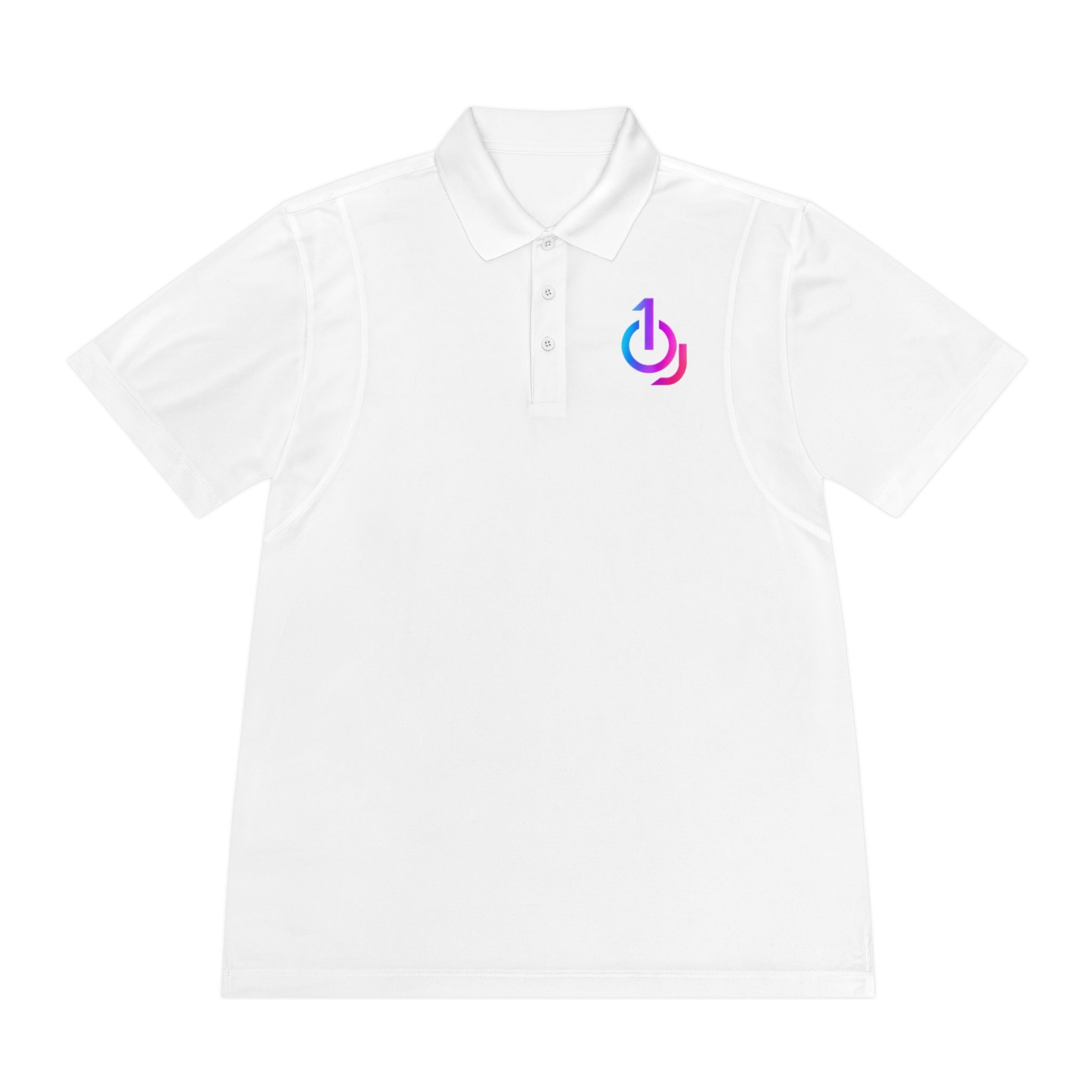 Men's Sport Polo with Gradient Power Logo — Casual Tech Polo for Gamers & Creators