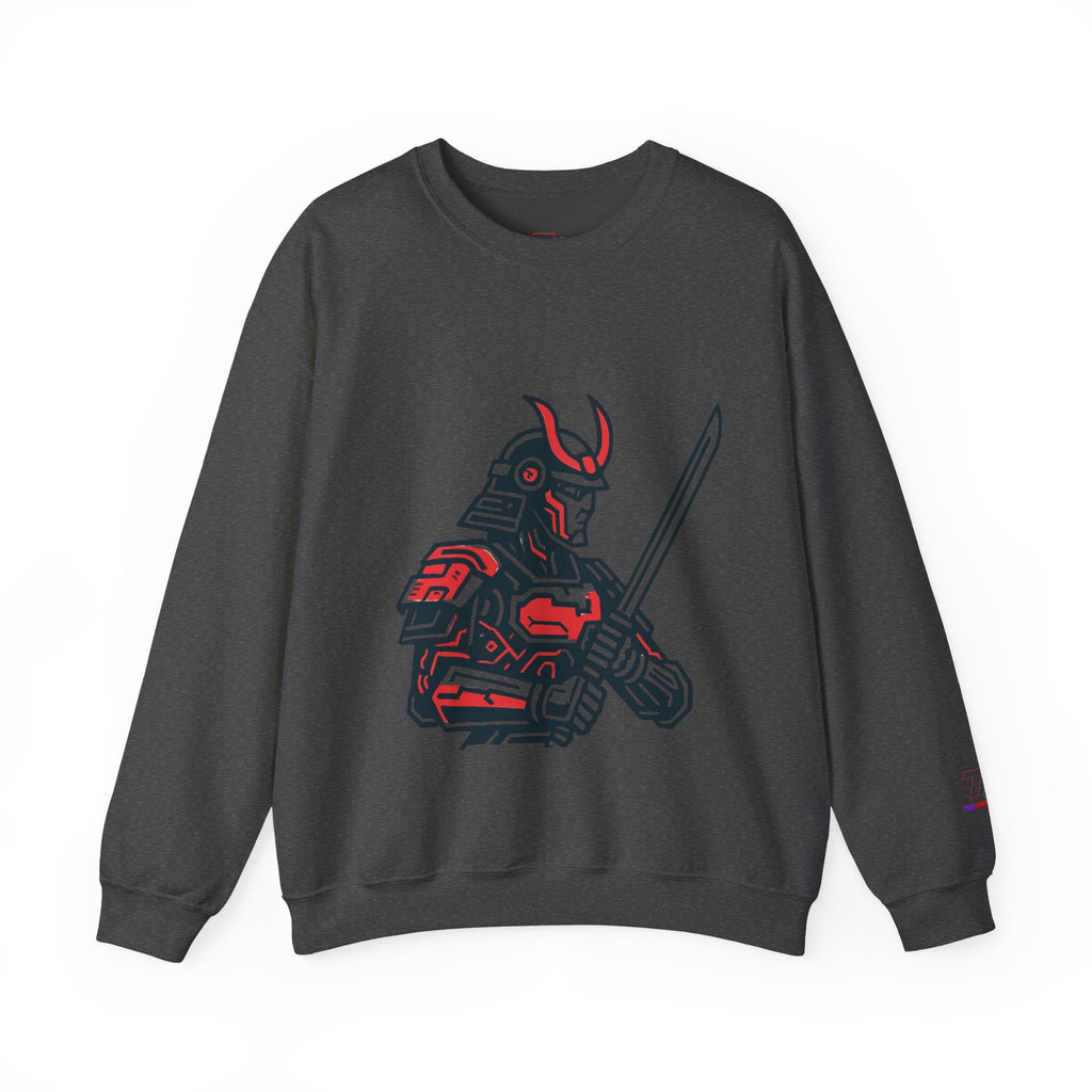Cyber Samurai Crewneck Sweatshirt t1j — Neon Tech Oni Graphic