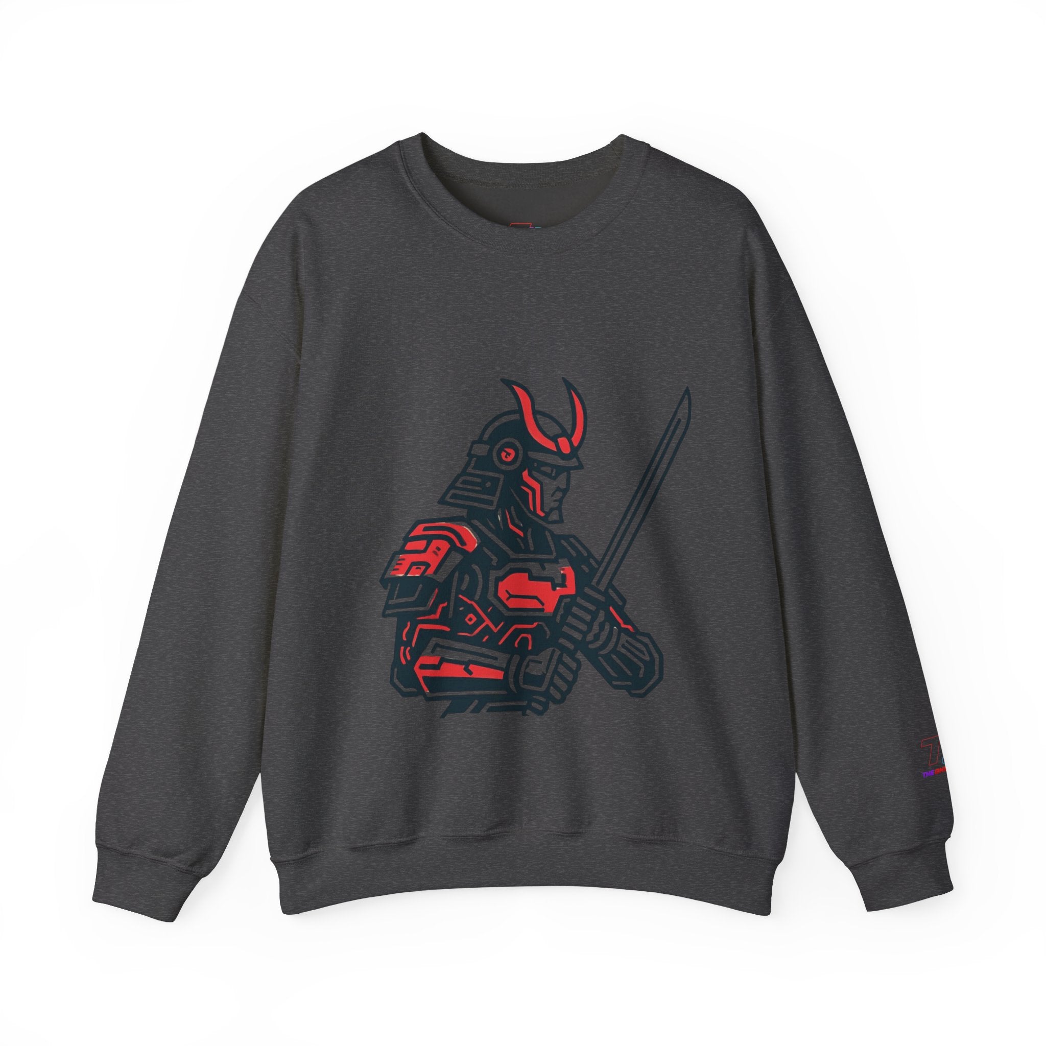 Cyber Samurai Crewneck Sweatshirt t1j — Neon Tech Oni Graphic