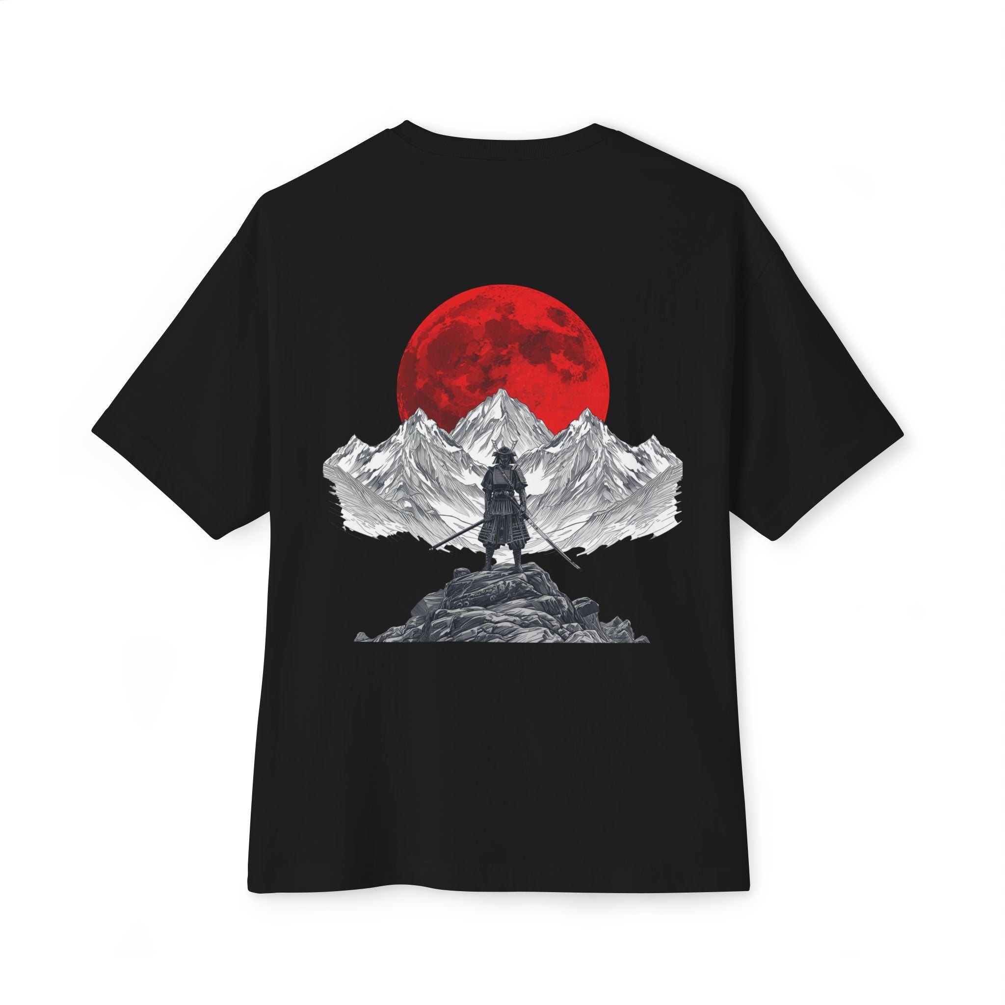 Samurai Mountain Tee — Red Moon Warrior Graphic Shirt