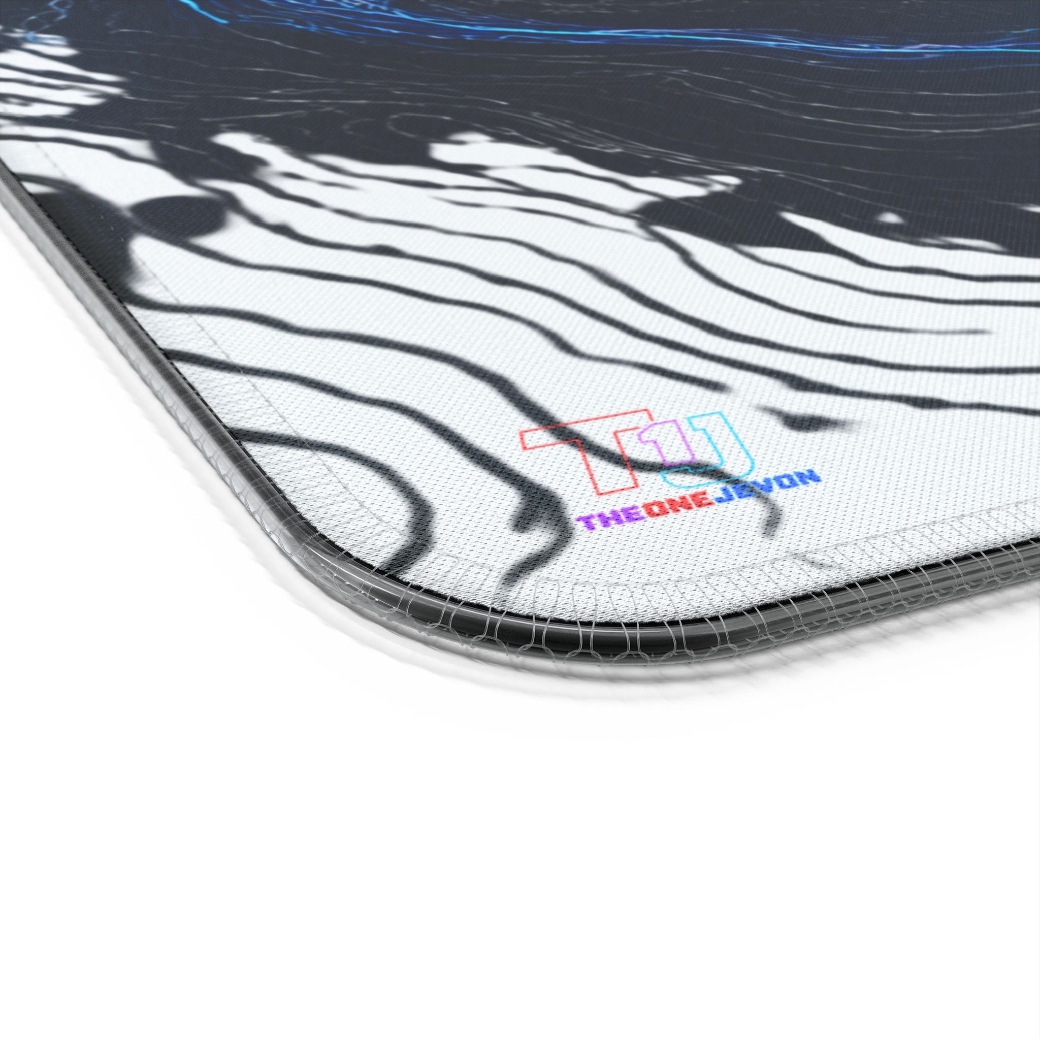 LED Wireless Charging Gaming Mouse Pad — Abstract Black Marble RGB Desk Mat