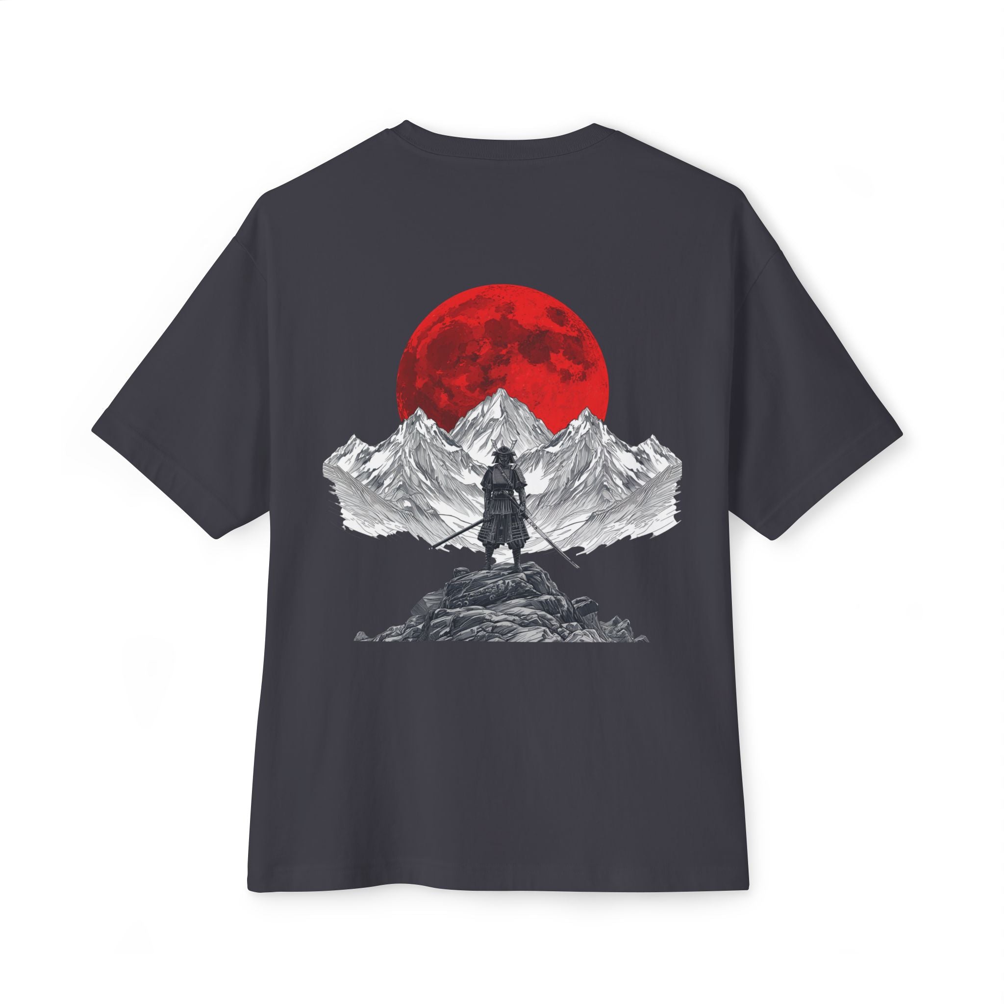 Samurai Mountain Tee — Red Moon Warrior Graphic Shirt