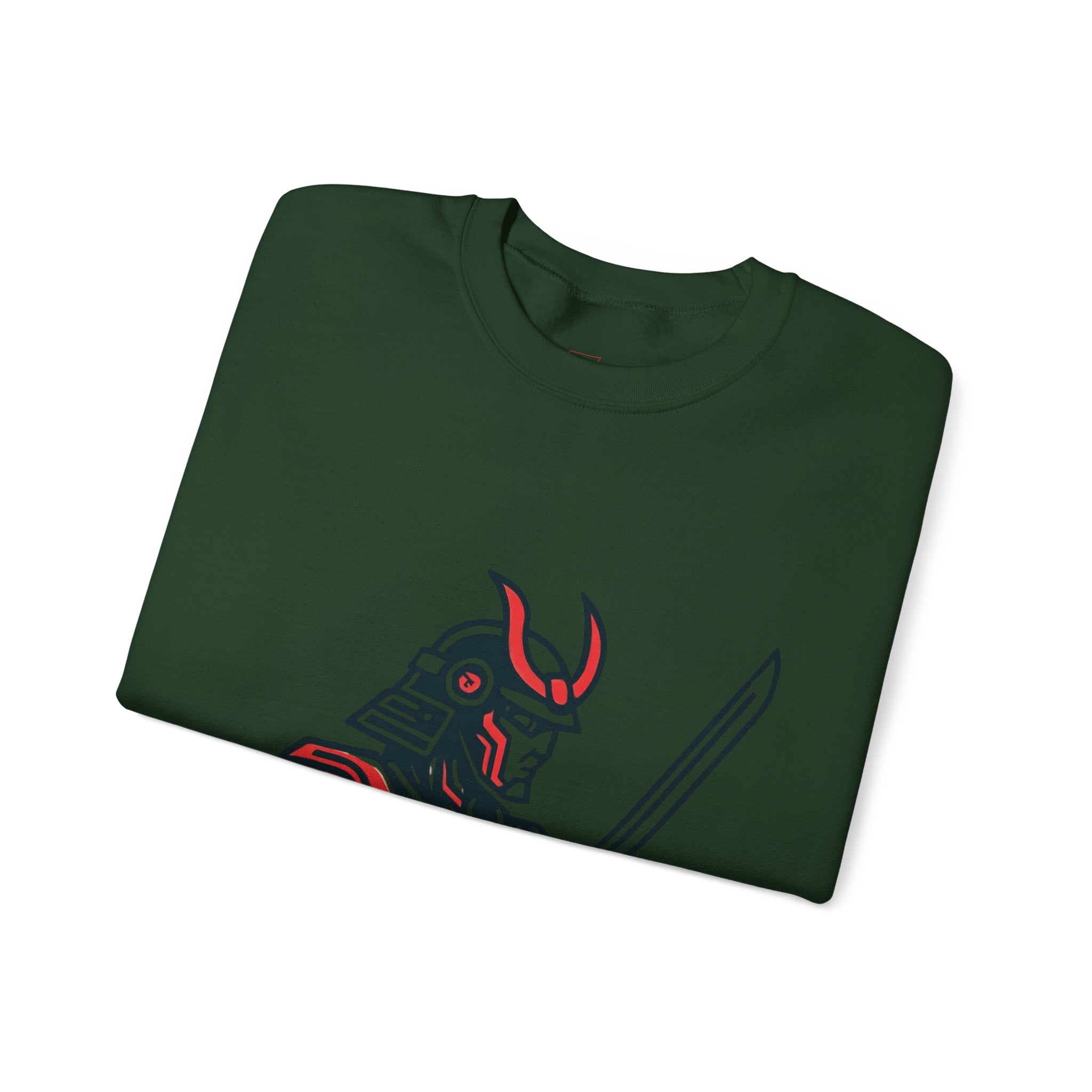 Cyber Samurai Crewneck Sweatshirt t1j — Neon Tech Oni Graphic
