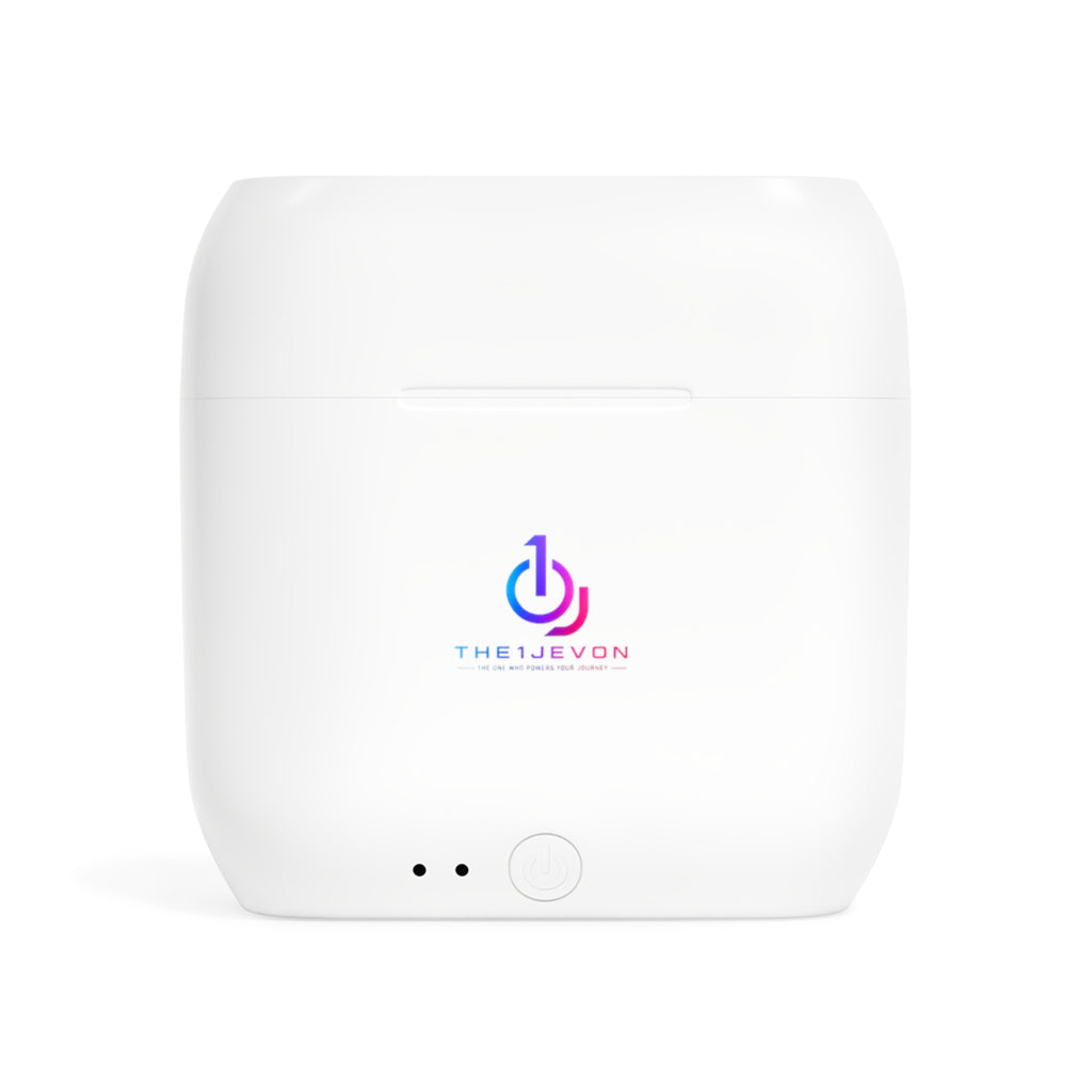 Wireless Earbuds — 'Build. Evolve. Upgrade.' Logo Charging Case