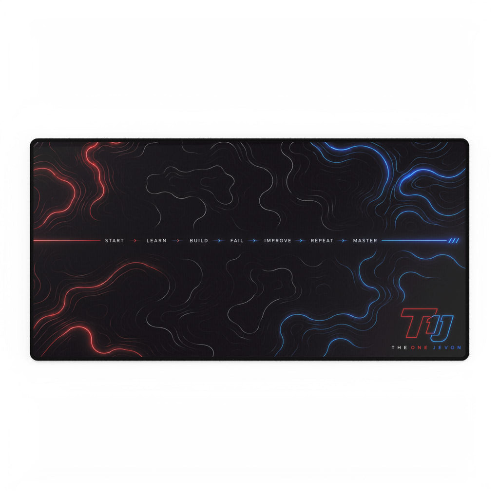 Gaming Desk Mat t1j — Red & Blue Neon Wave XXL Mouse Pad