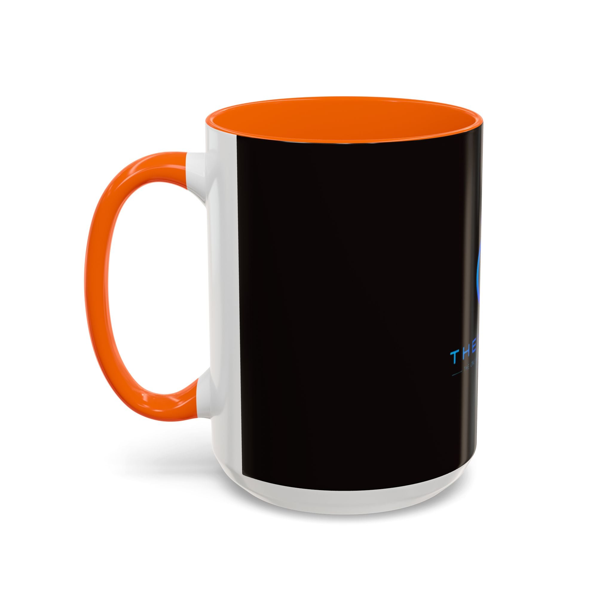 The Ijevon Neon Logo Accent Coffee Mug — Pink & Teal Retro Power Button Design