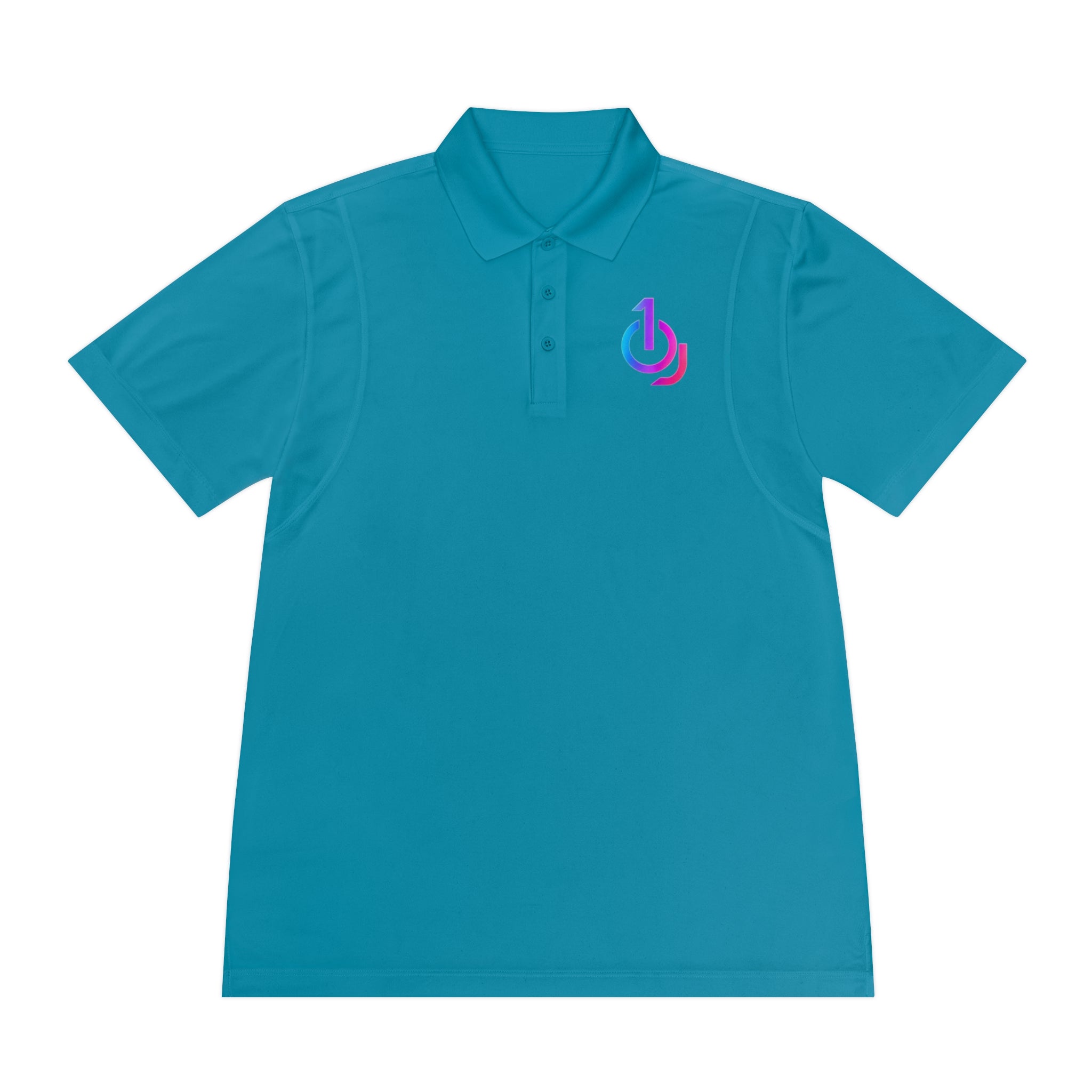 Men's Sport Polo with Gradient Power Logo — Casual Tech Polo for Gamers & Creators