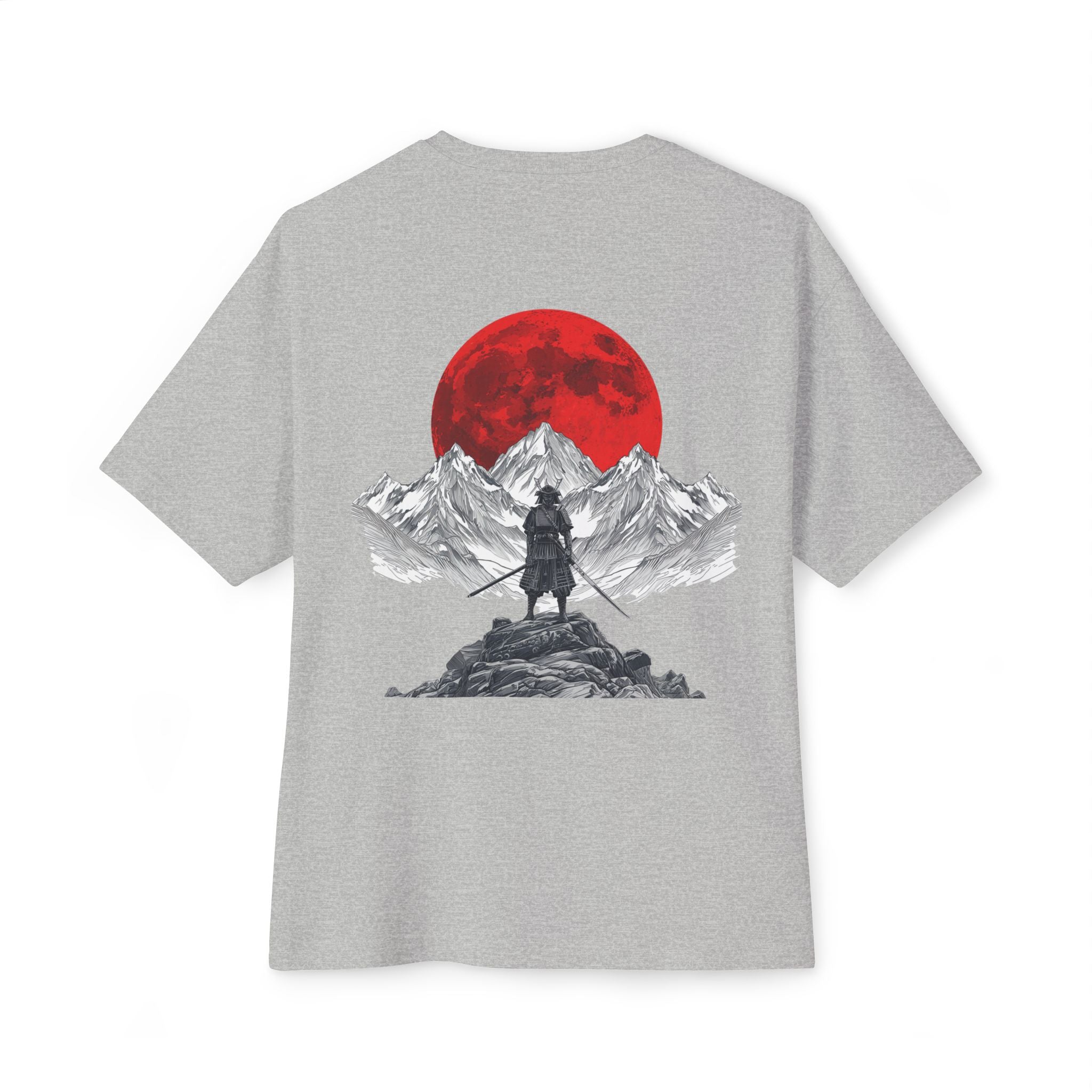 Samurai Mountain Tee — Red Moon Warrior Graphic Shirt