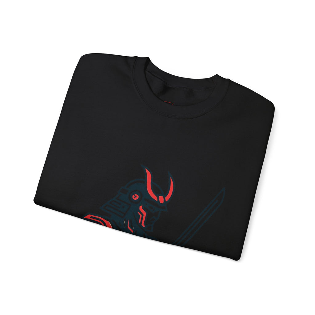 Cyber Samurai Crewneck Sweatshirt t1j — Neon Tech Oni Graphic