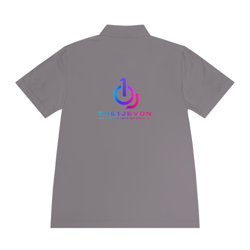 Men's Sport Polo with Gradient Power Logo — Casual Tech Polo for Gamers & Creators