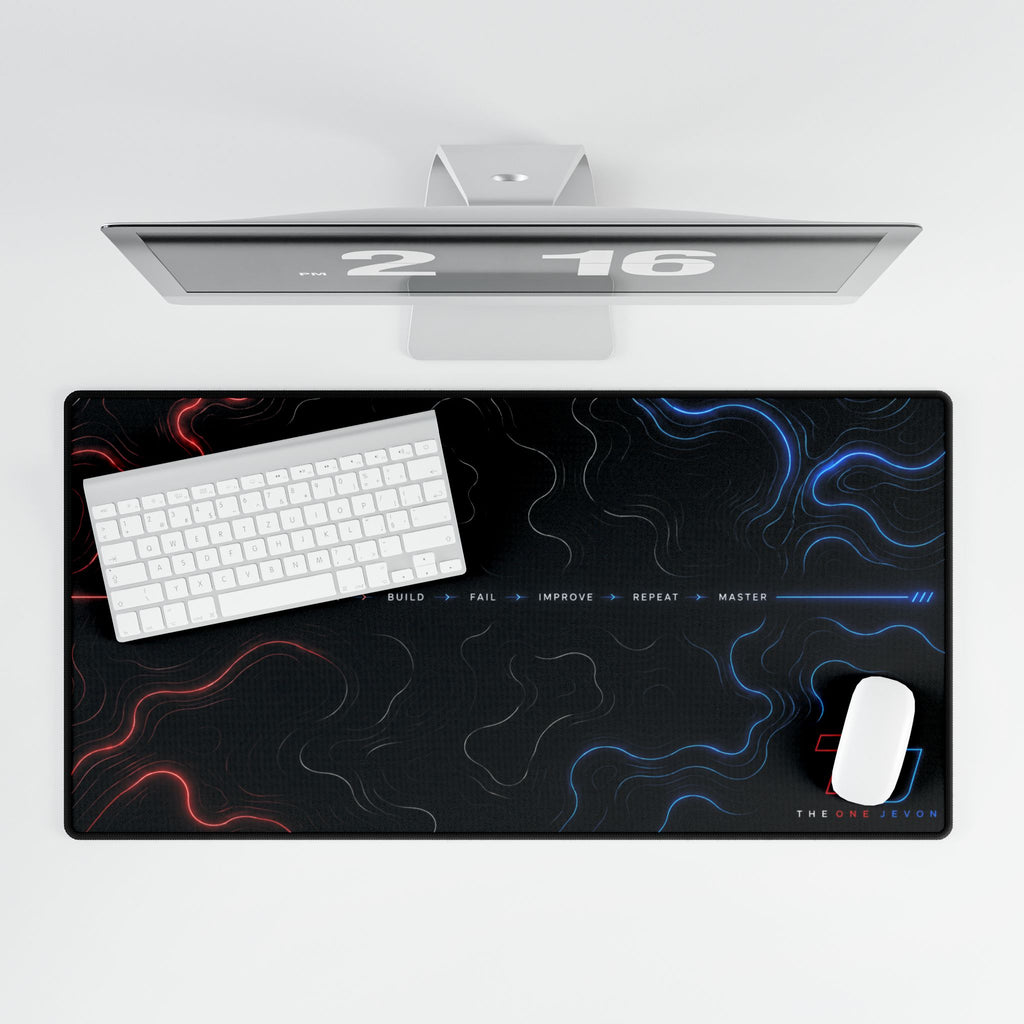 Gaming Desk Mat t1j — Red & Blue Neon Wave XXL Mouse Pad