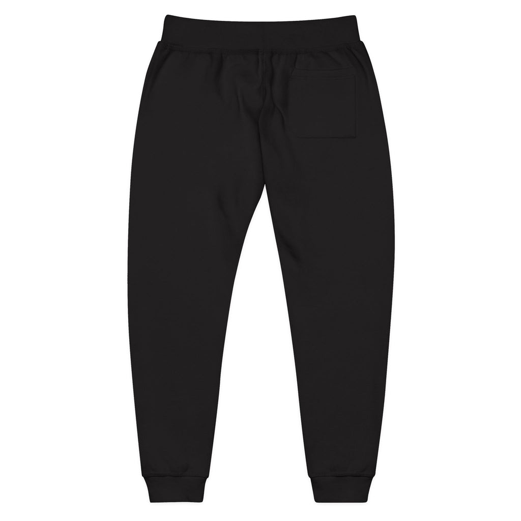 Embroidered Power Button Sweatpants — Minimal Tech Logo Fleece Joggers