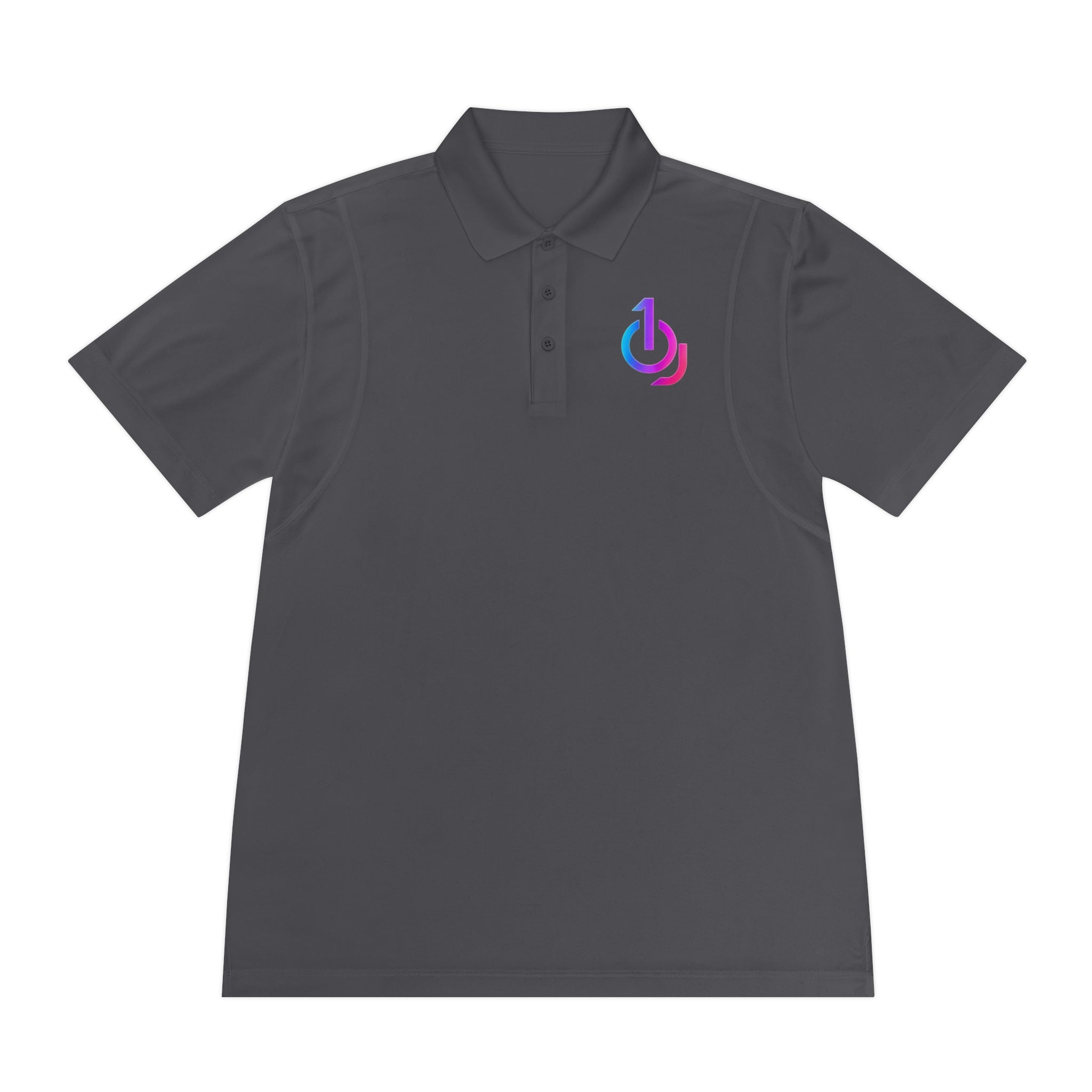Men's Sport Polo with Gradient Power Logo — Casual Tech Polo for Gamers & Creators