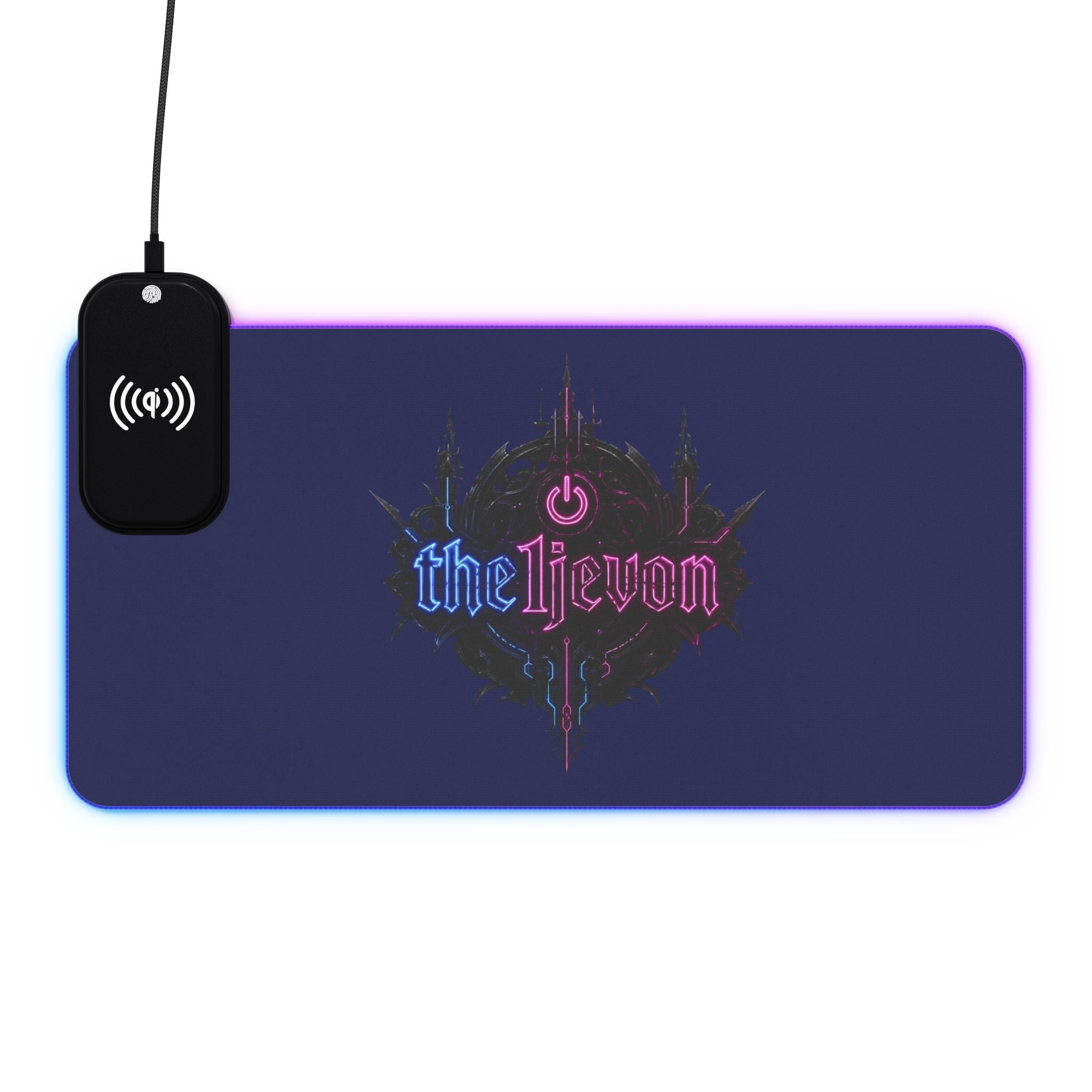 LED Wireless Charging Gaming Mouse Pad — 'TheOneJevon ' RGB Desk Mat