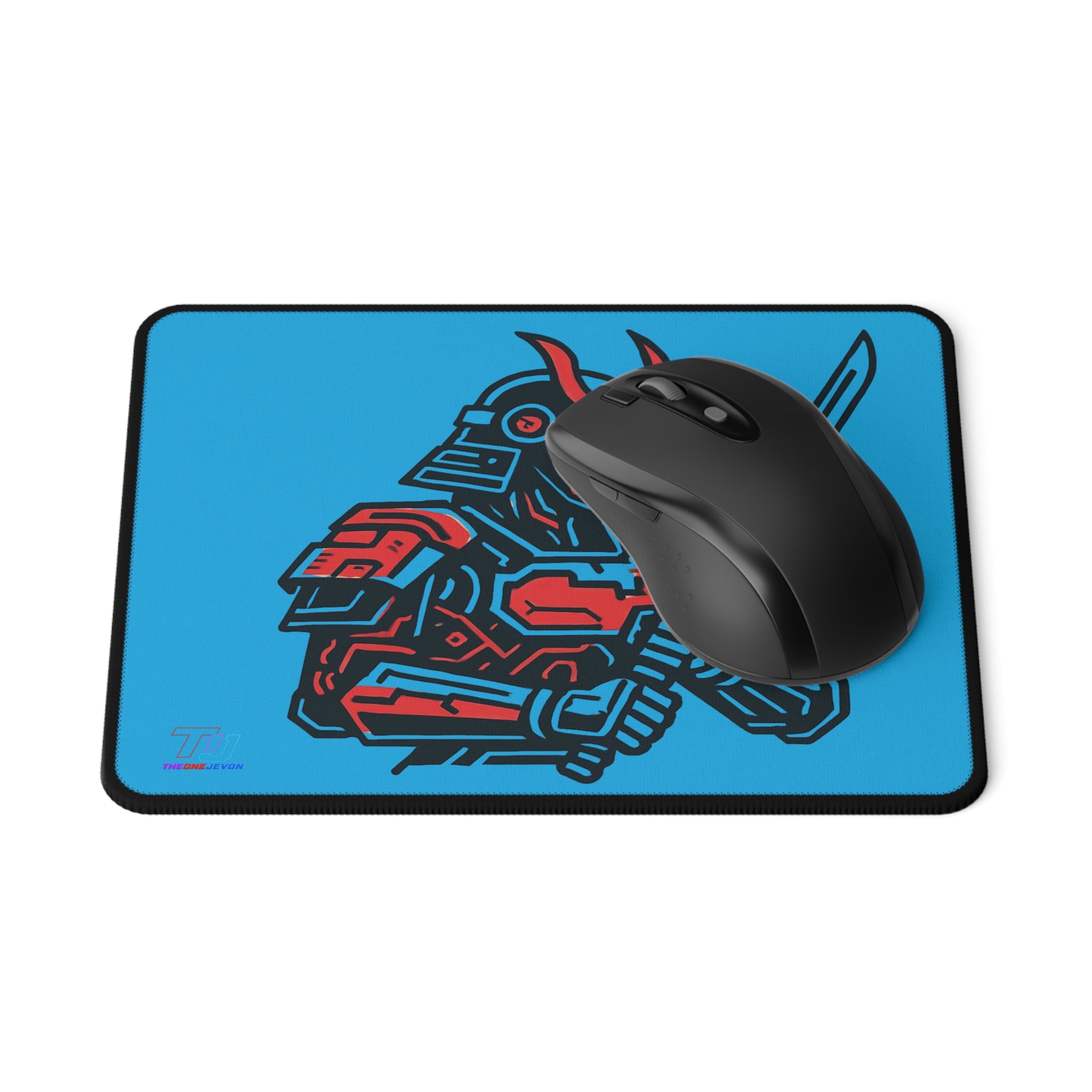 Samurai Gamer Non-Slip Mouse Pad — Blue Sword Warrior Gaming Desk Mat