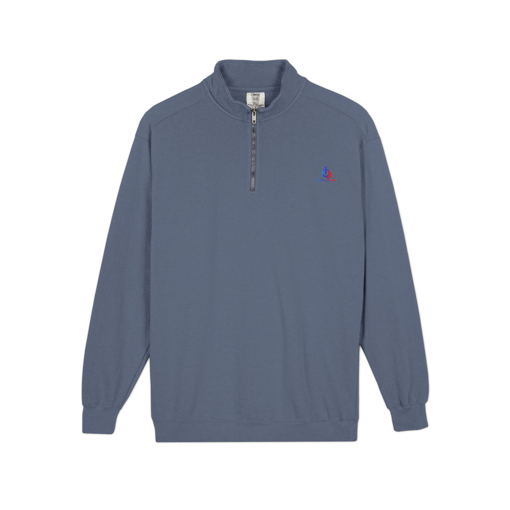 Quarter-Zip Sweatshirt with Small Embroidered Logo — Casual Lightweight Pullover