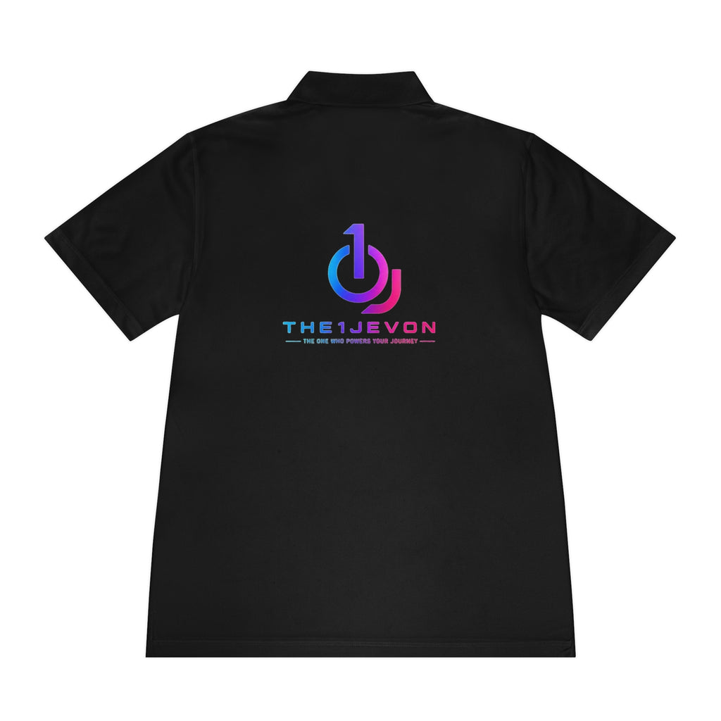 Men's Sport Polo with Gradient Power Logo — Casual Tech Polo for Gamers & Creators
