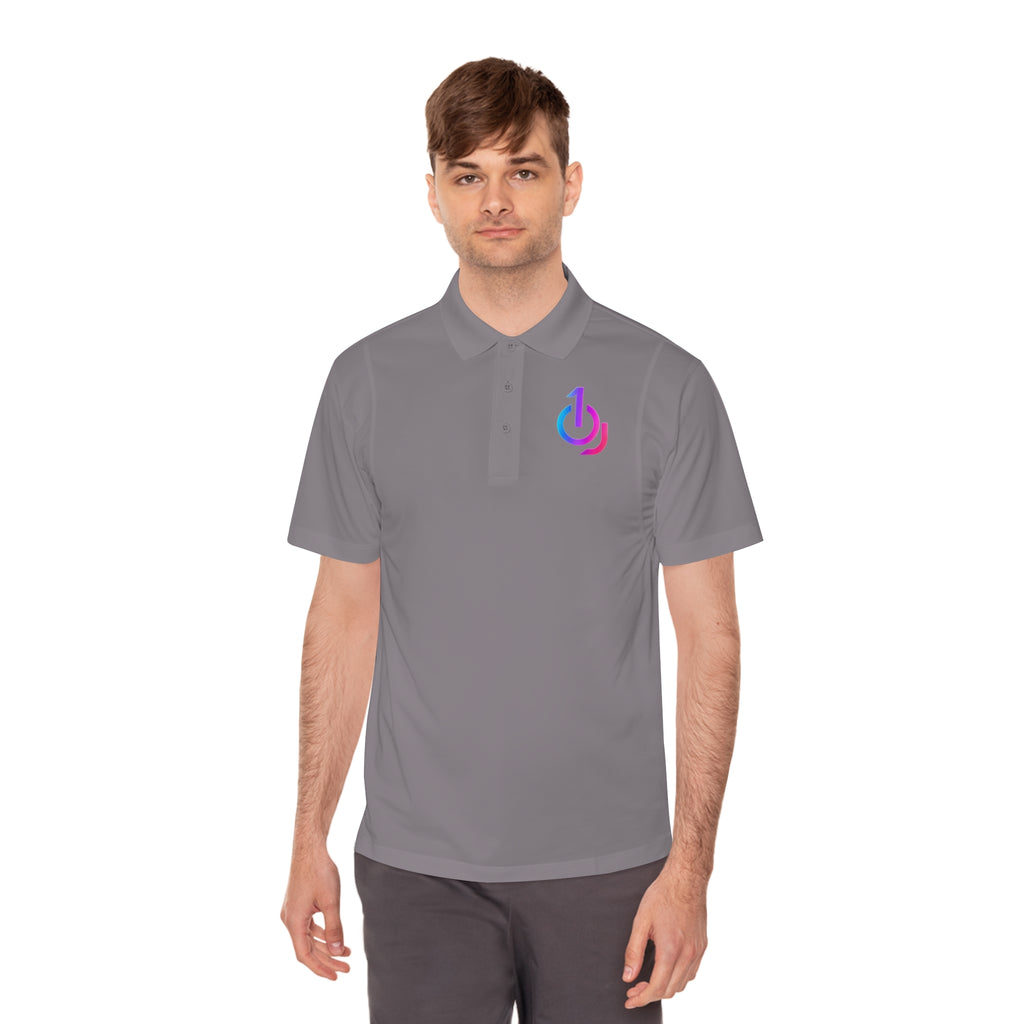 Men's Sport Polo with Gradient Power Logo — Casual Tech Polo for Gamers & Creators