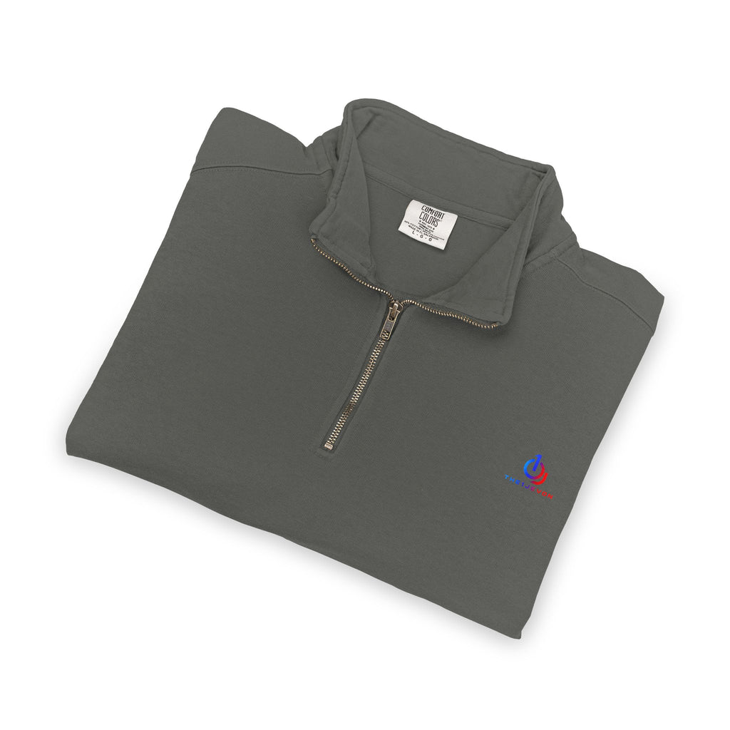 Quarter-Zip Sweatshirt with Small Embroidered Logo — Casual Lightweight Pullover