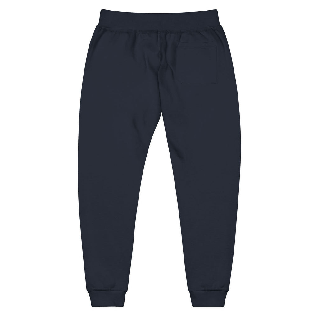 Embroidered Power Button Sweatpants — Minimal Tech Logo Fleece Joggers