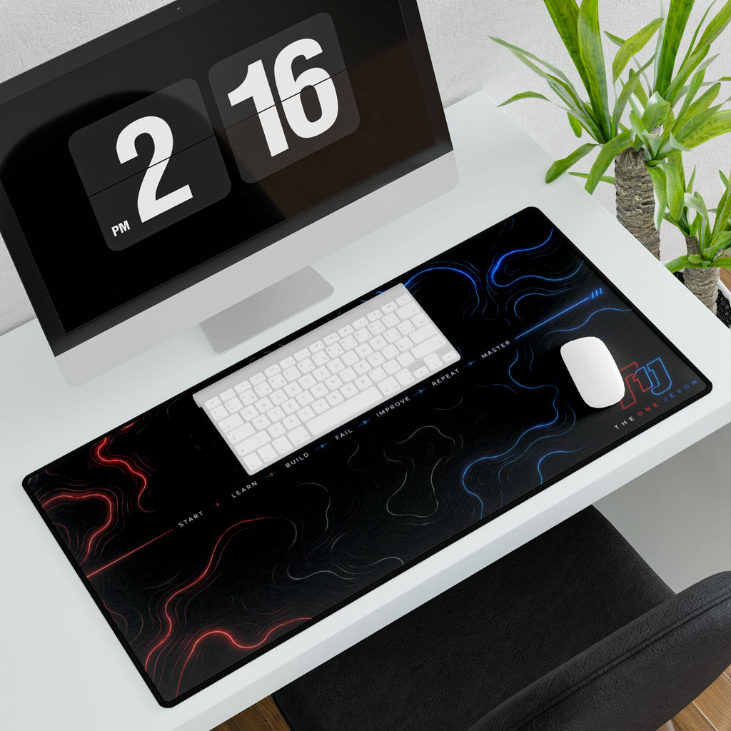 Gaming Desk Mat t1j — Red & Blue Neon Wave XXL Mouse Pad