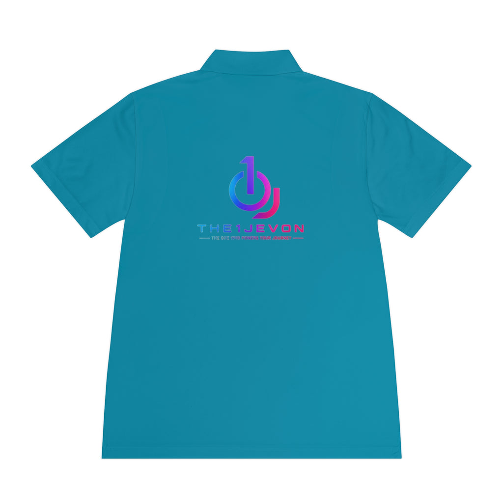 Men's Sport Polo with Gradient Power Logo — Casual Tech Polo for Gamers & Creators