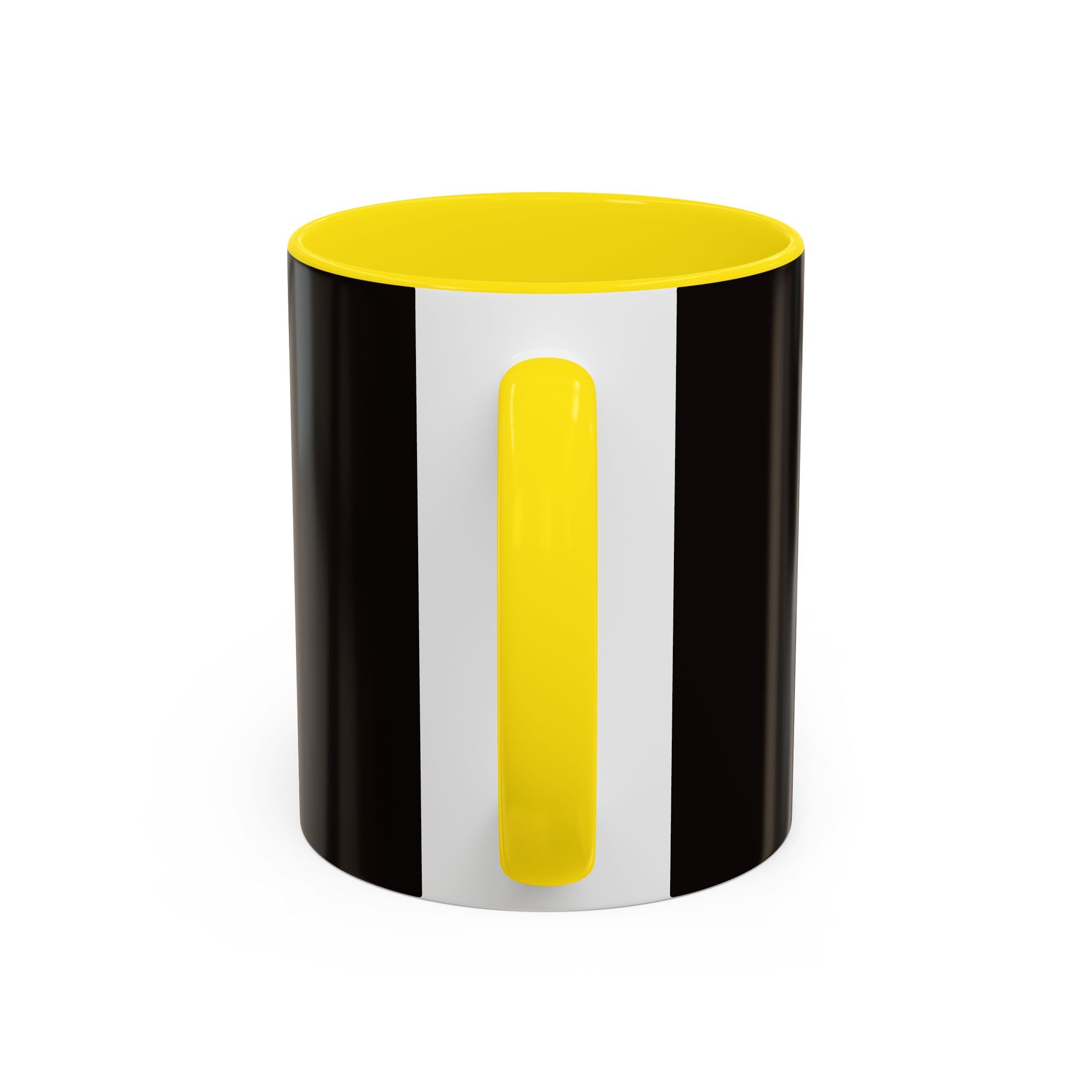 The Ijevon Neon Logo Accent Coffee Mug — Pink & Teal Retro Power Button Design