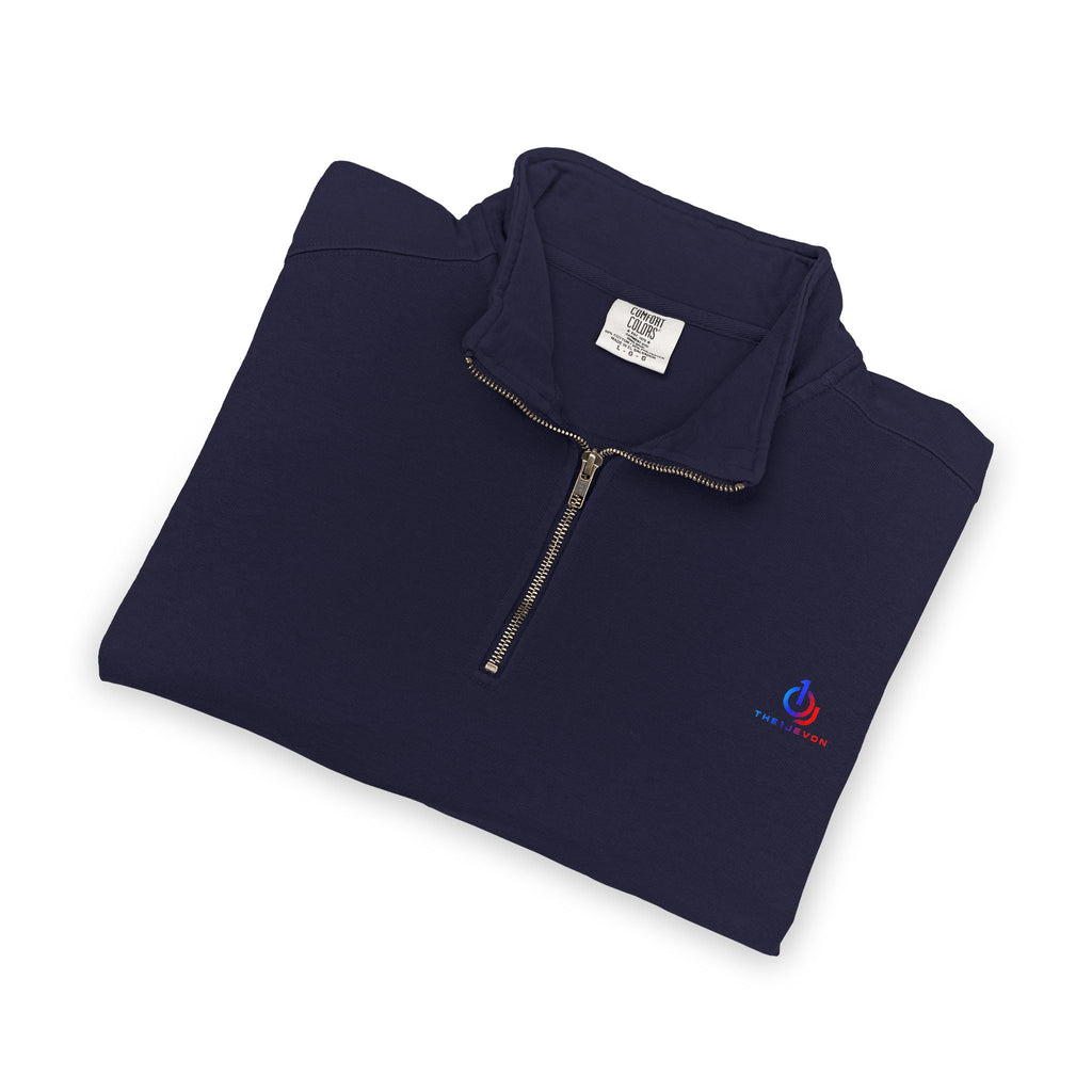 Quarter-Zip Sweatshirt with Small Embroidered Logo — Casual Lightweight Pullover
