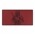 Samurai Red Desk Mat — Large Gaming/Work Desk Pad with Armor Illustration