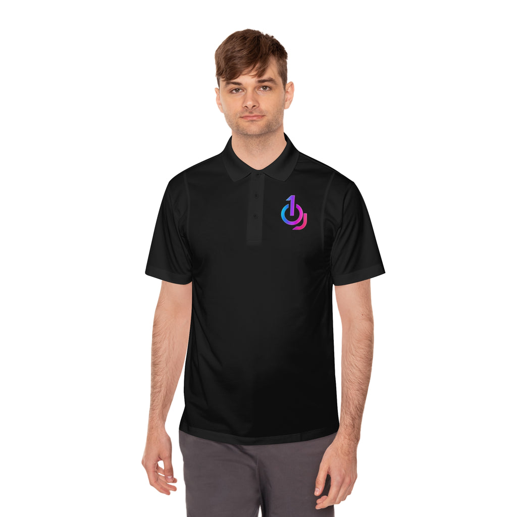 Men's Sport Polo with Gradient Power Logo — Casual Tech Polo for Gamers & Creators