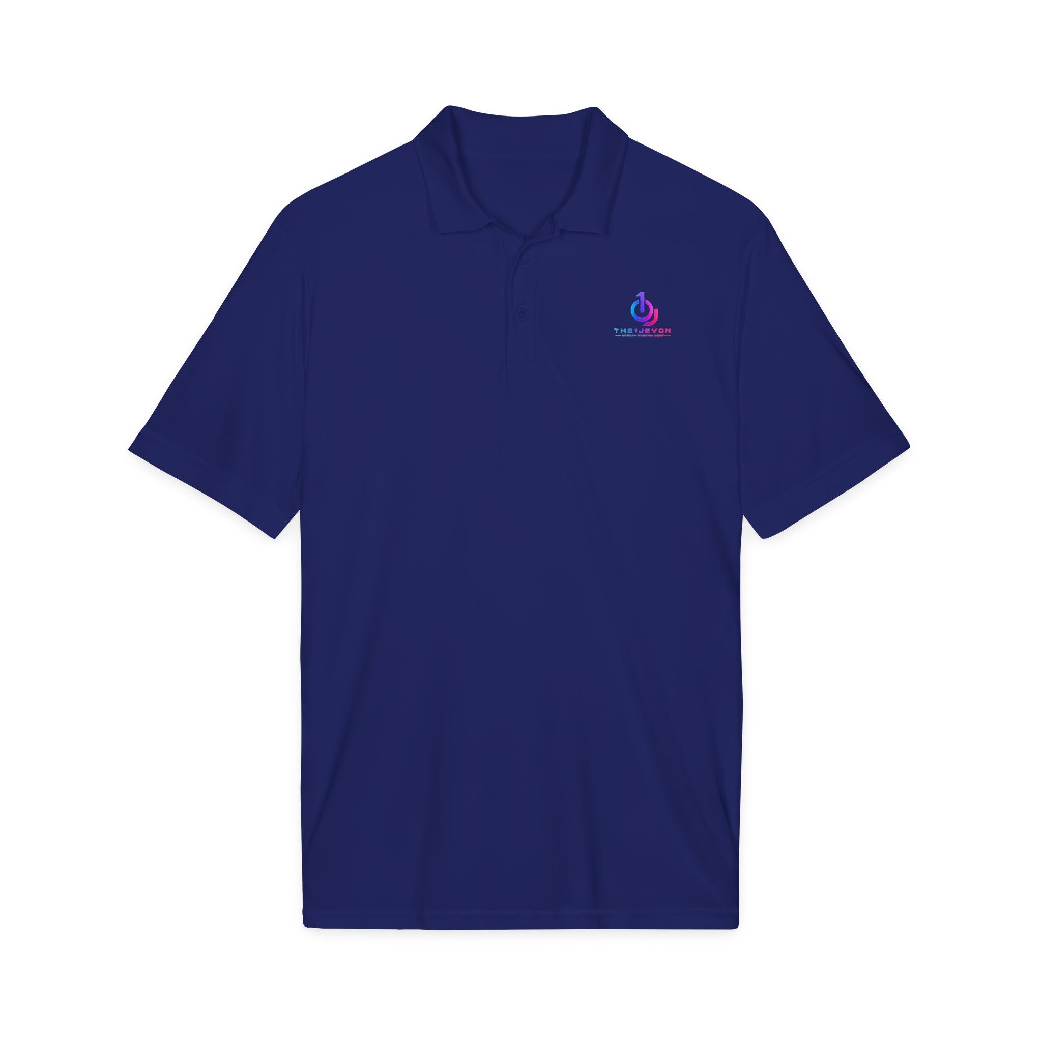 Embroidered Power Button Polo — White Performance Golf & Work Shirt