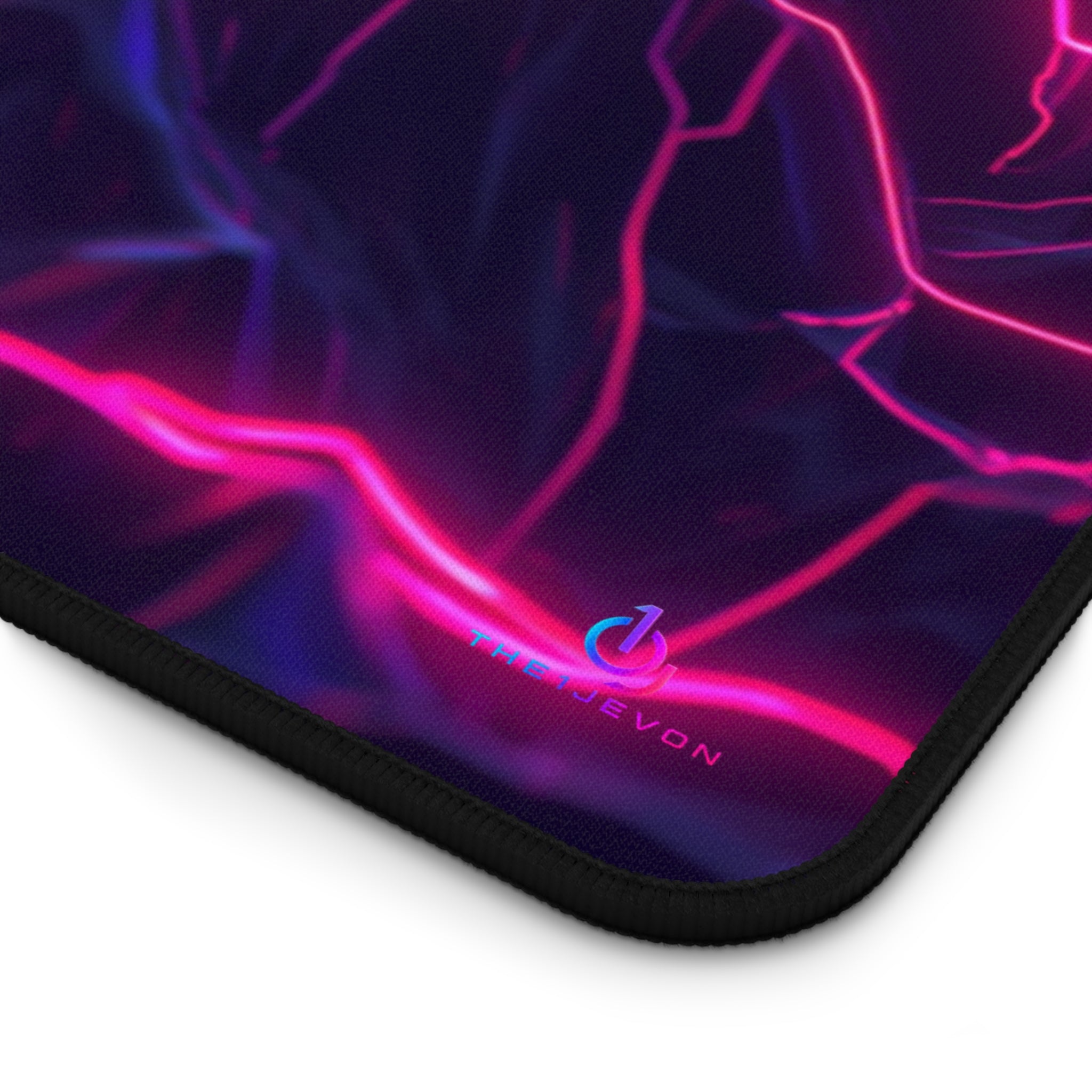 Neon Lightning Desk Mat — Futuristic Pink & Purple Gaming Mousepad