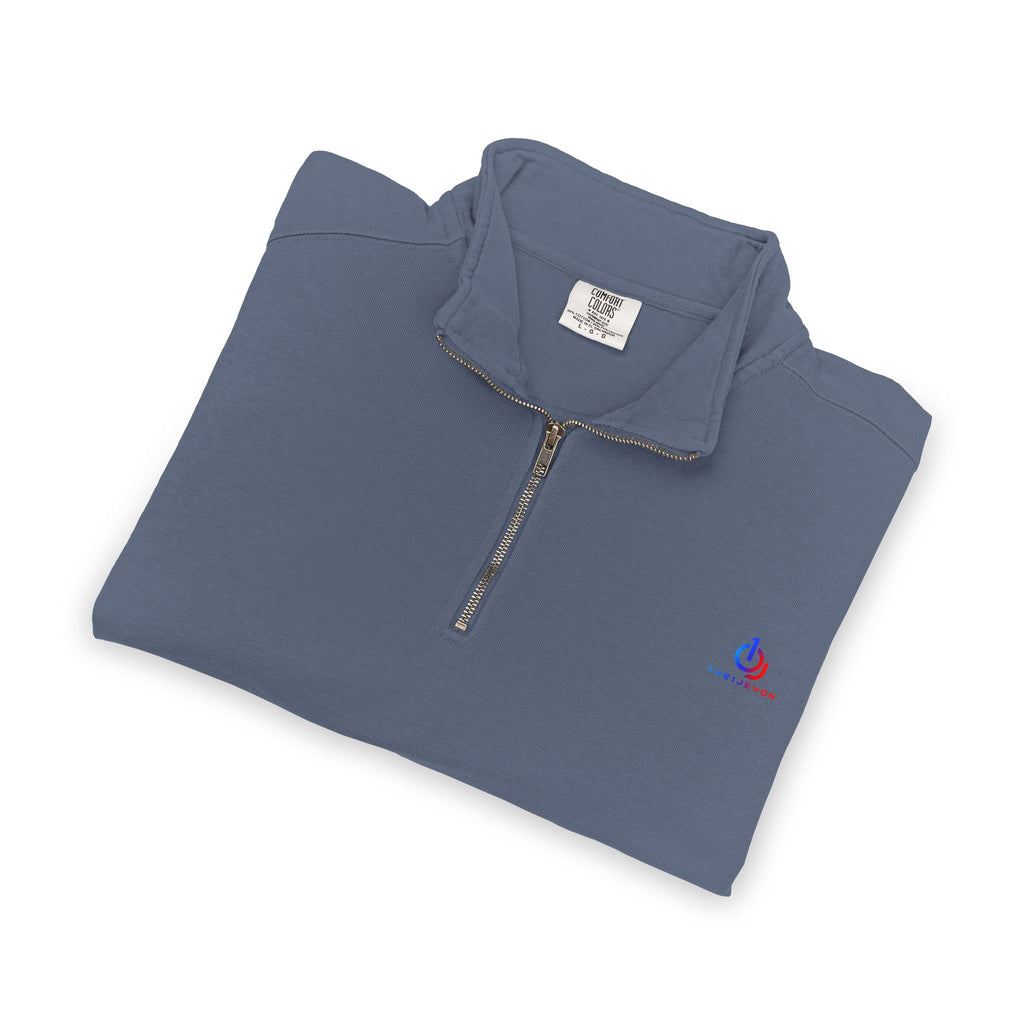 Quarter-Zip Sweatshirt with Small Embroidered Logo — Casual Lightweight Pullover