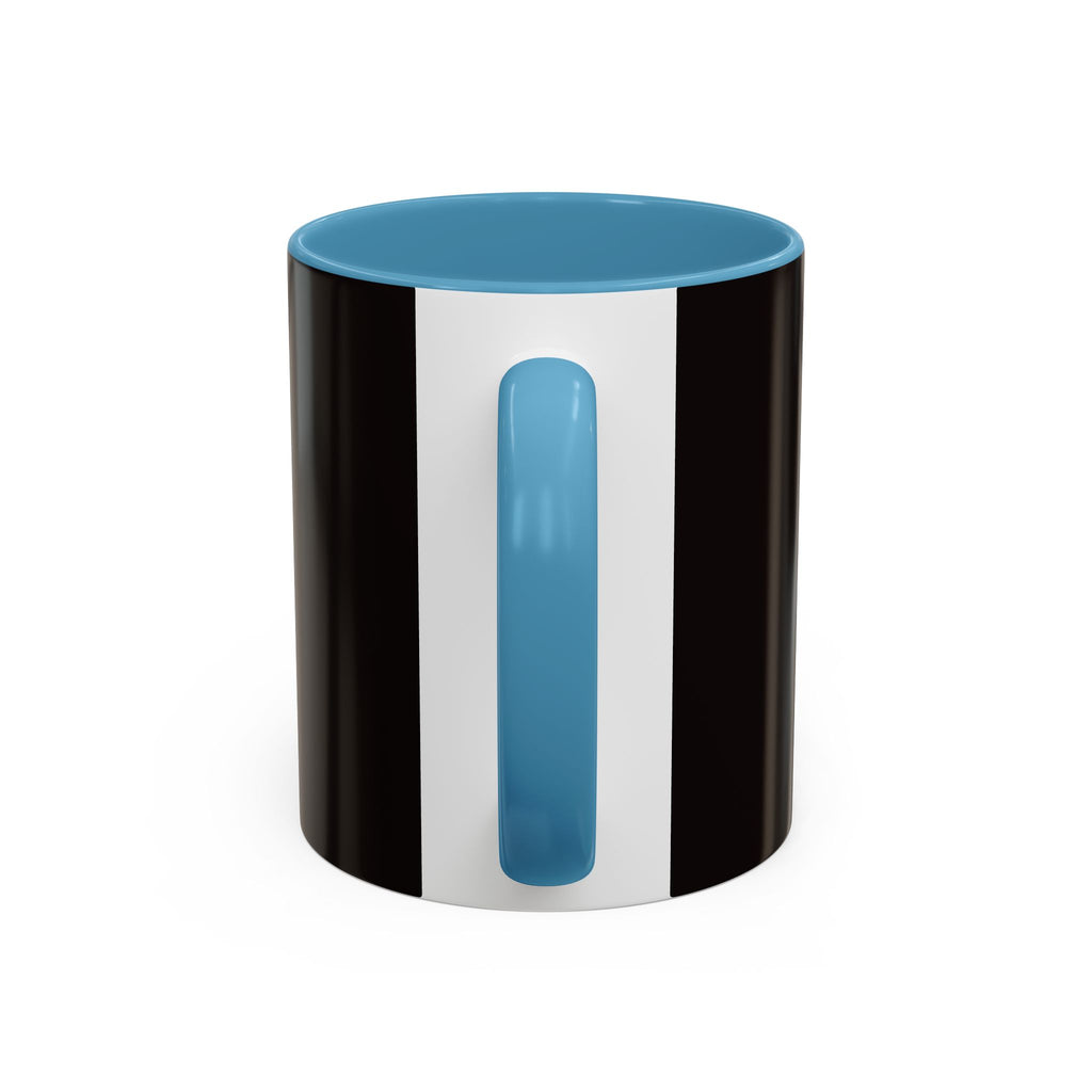 The Ijevon Neon Logo Accent Coffee Mug — Pink & Teal Retro Power Button Design