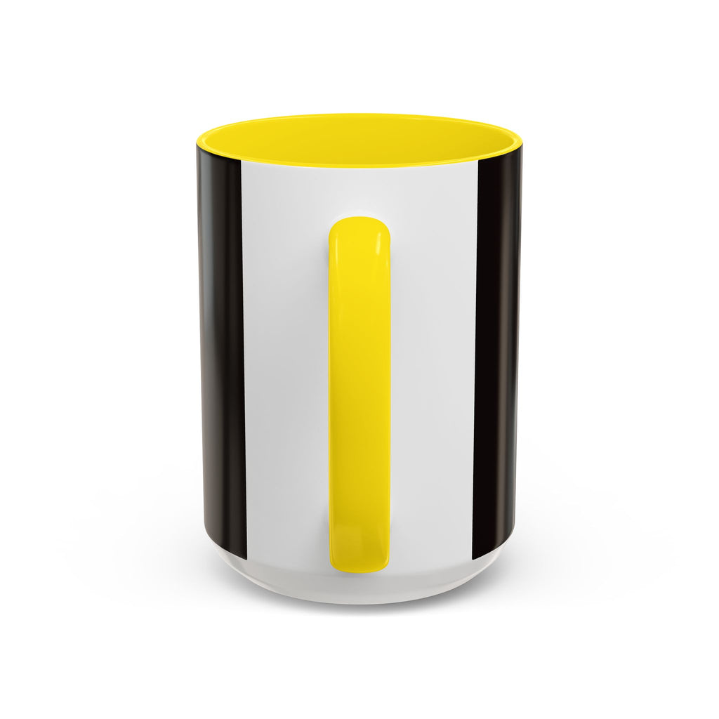 The Ijevon Neon Logo Accent Coffee Mug — Pink & Teal Retro Power Button Design